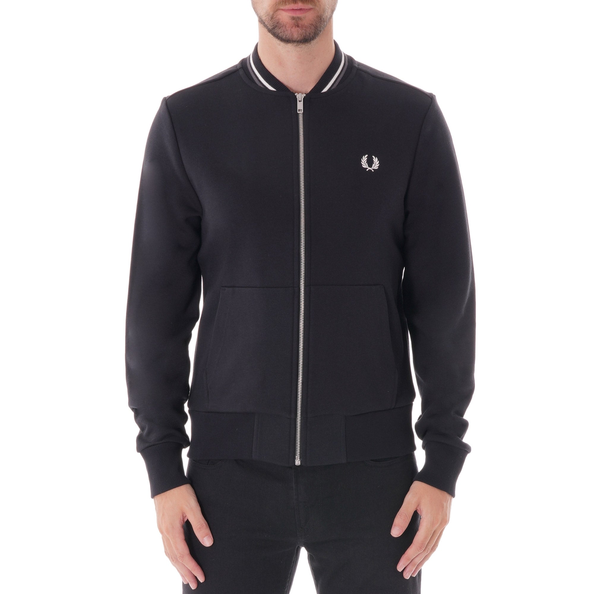 Fred Perry Zip Through Sweatshirt - Black