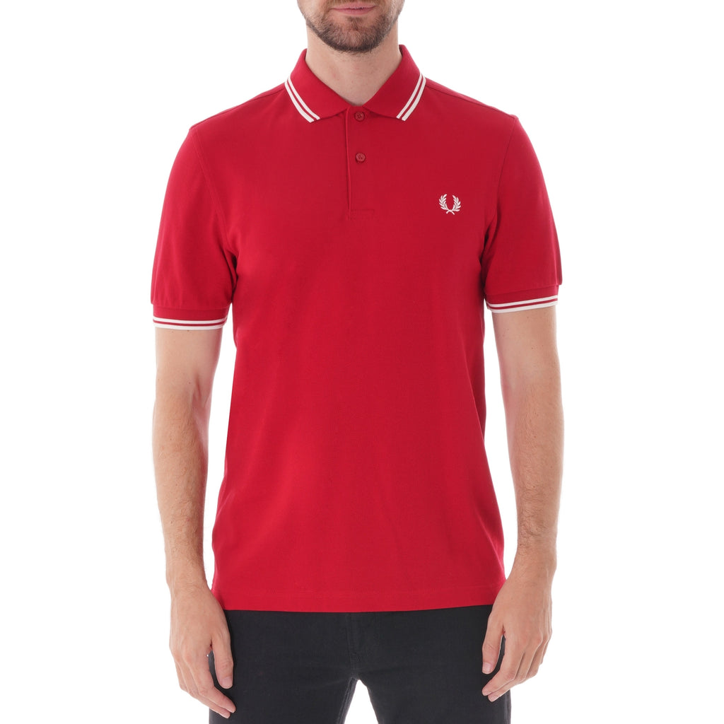 Fred Perry Twin Tipped Polo Shirt - Siren Red and White