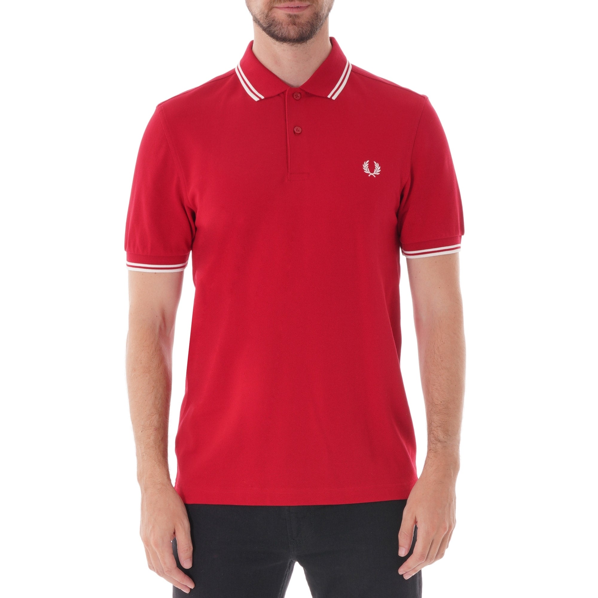 Fred Perry Twin Tipped Polo Shirt - Siren Red and White