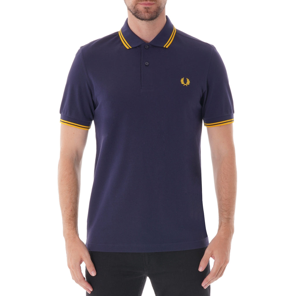 Fred Perry Twin Tipped Polo - Carbon Blue and Yellow