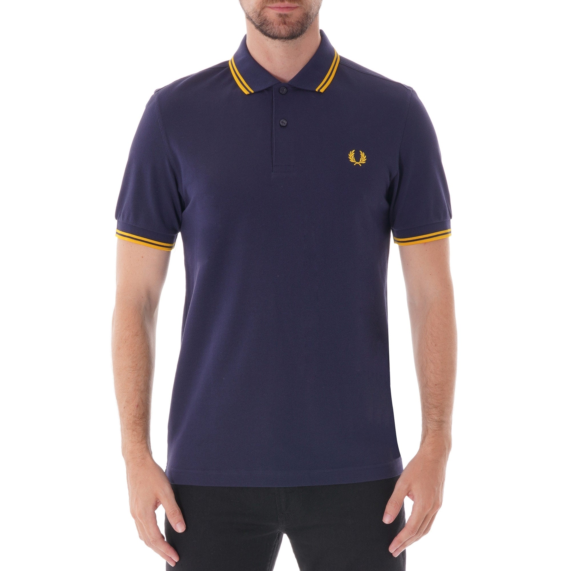 Fred Perry Twin Tipped Polo - Carbon Blue and Yellow