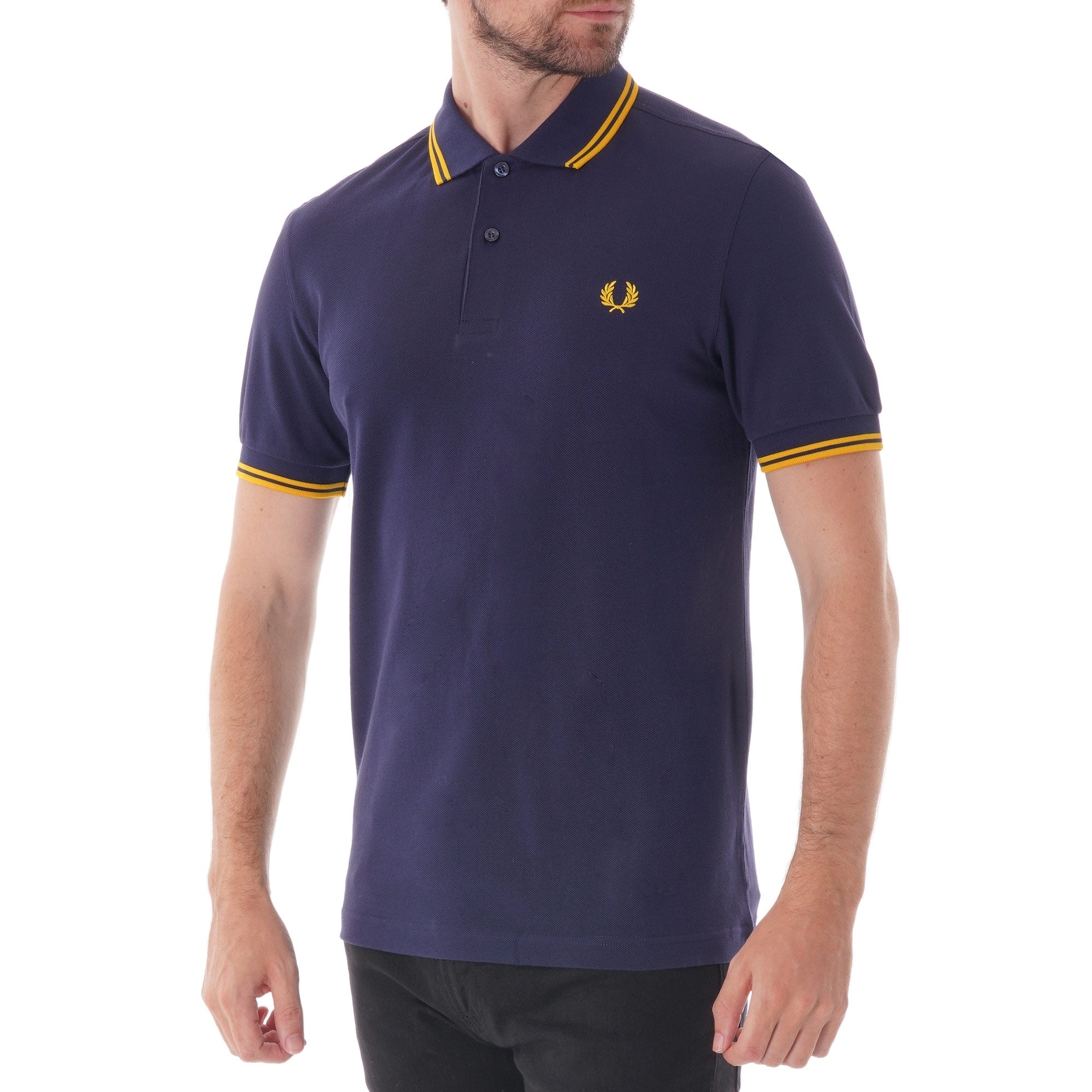 Fred Perry Twin Tipped Polo - Carbon Blue and Yellow
