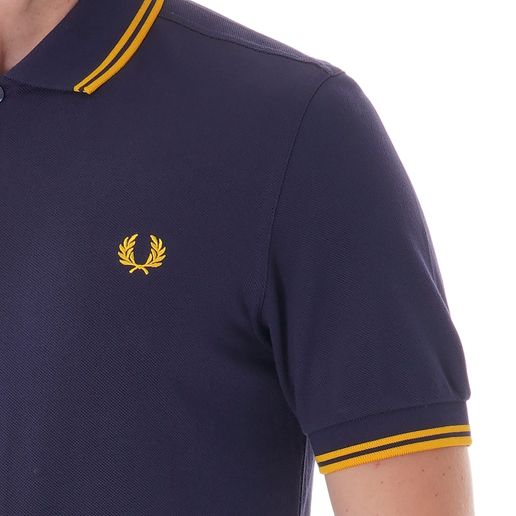 Fred Perry Twin Tipped Polo - Carbon Blue and Yellow
