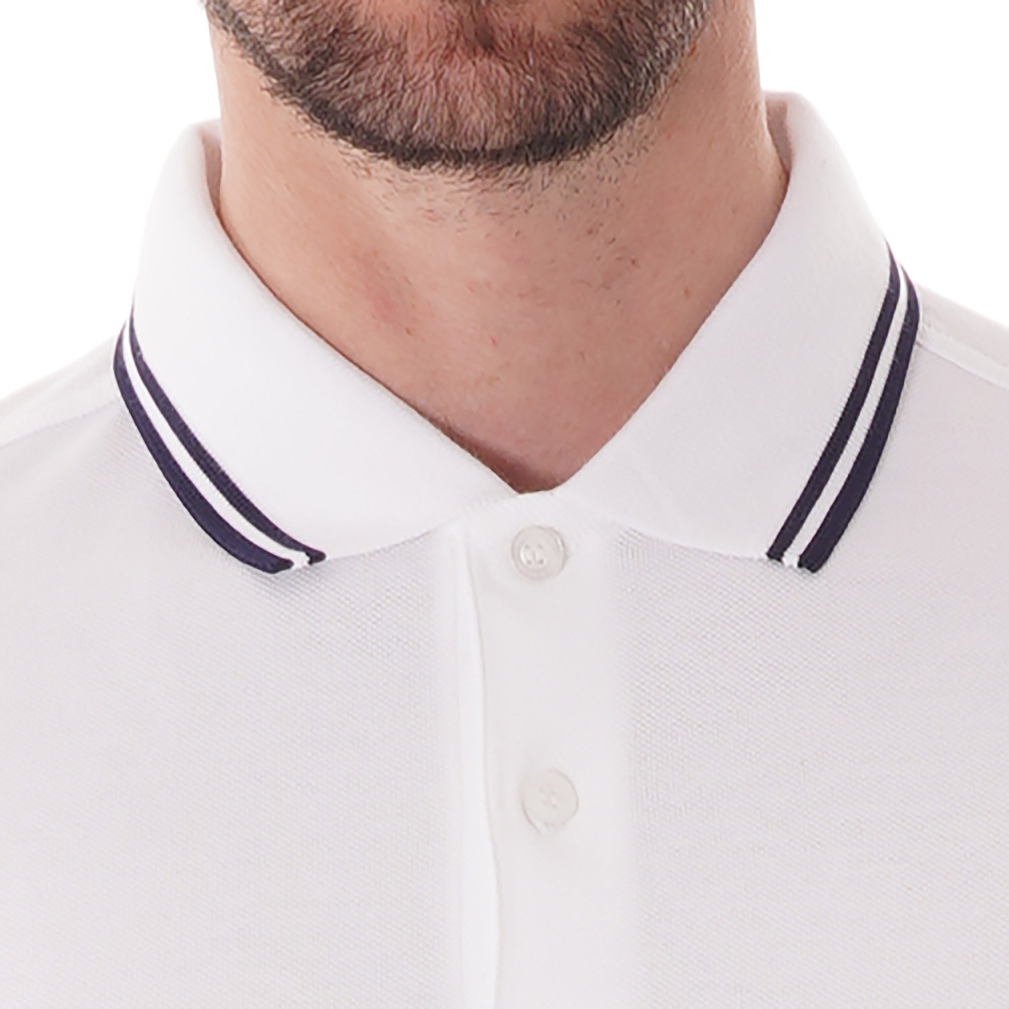Fred Perry Twin Tipped Polo Shirt - White & Carbon Blue