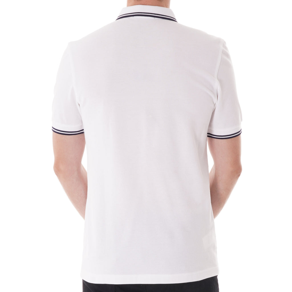 Fred Perry Twin Tipped Polo Shirt - White & Carbon Blue