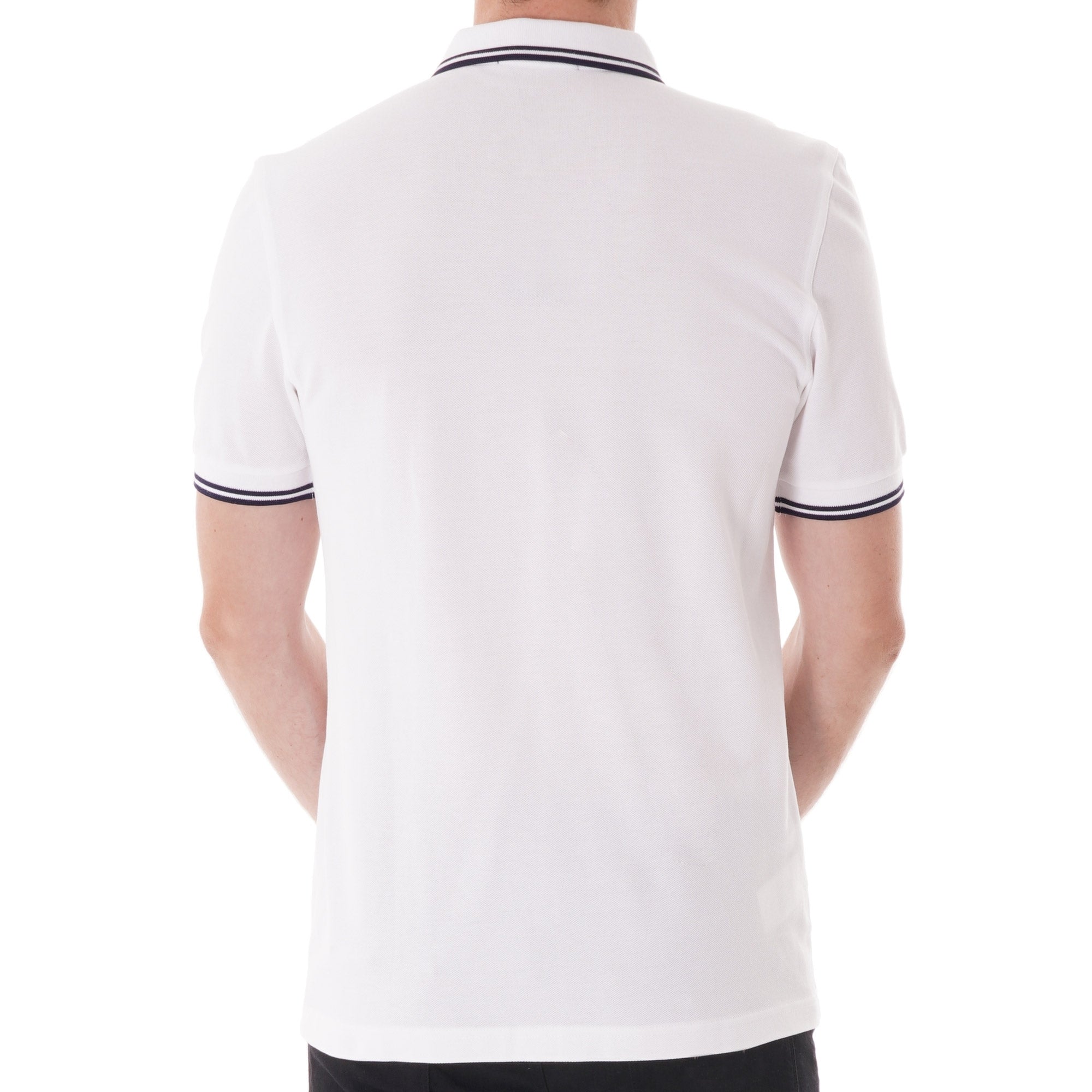 Fred Perry Twin Tipped Polo Shirt - White & Carbon Blue