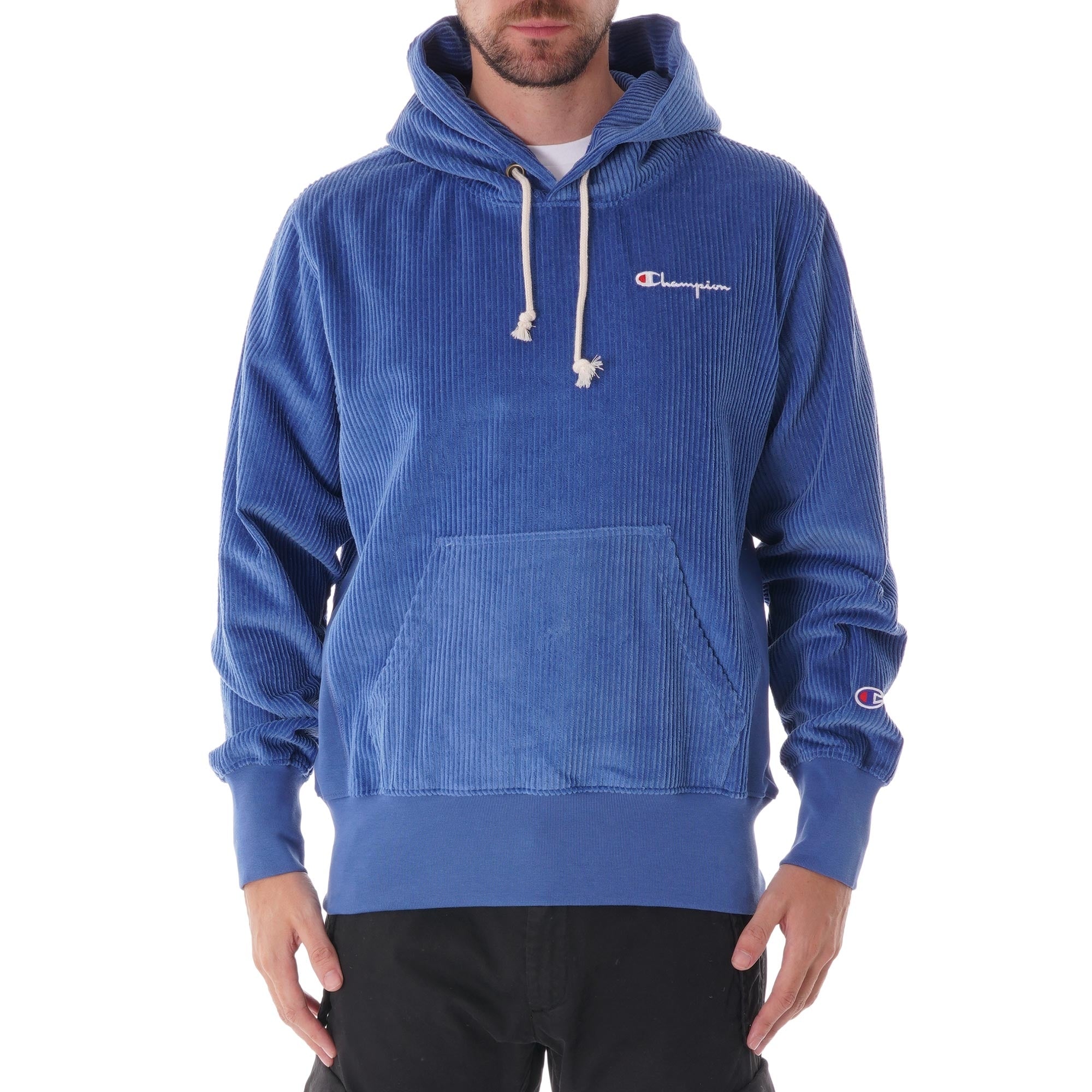 Champion Corduroy Hoodie Sweatshirt - Blue