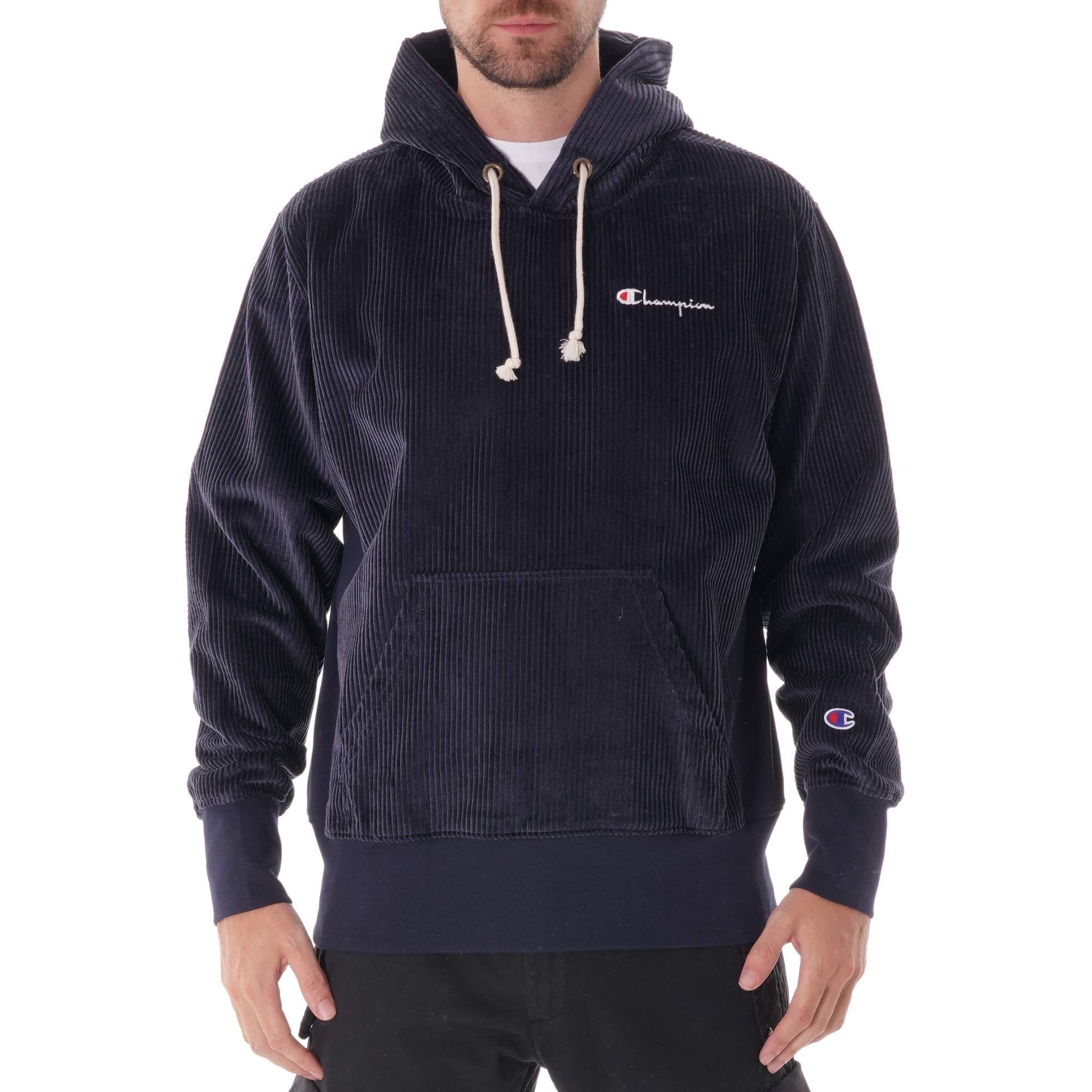 Champion Corduroy Hoodie Sweatshirt - Navy