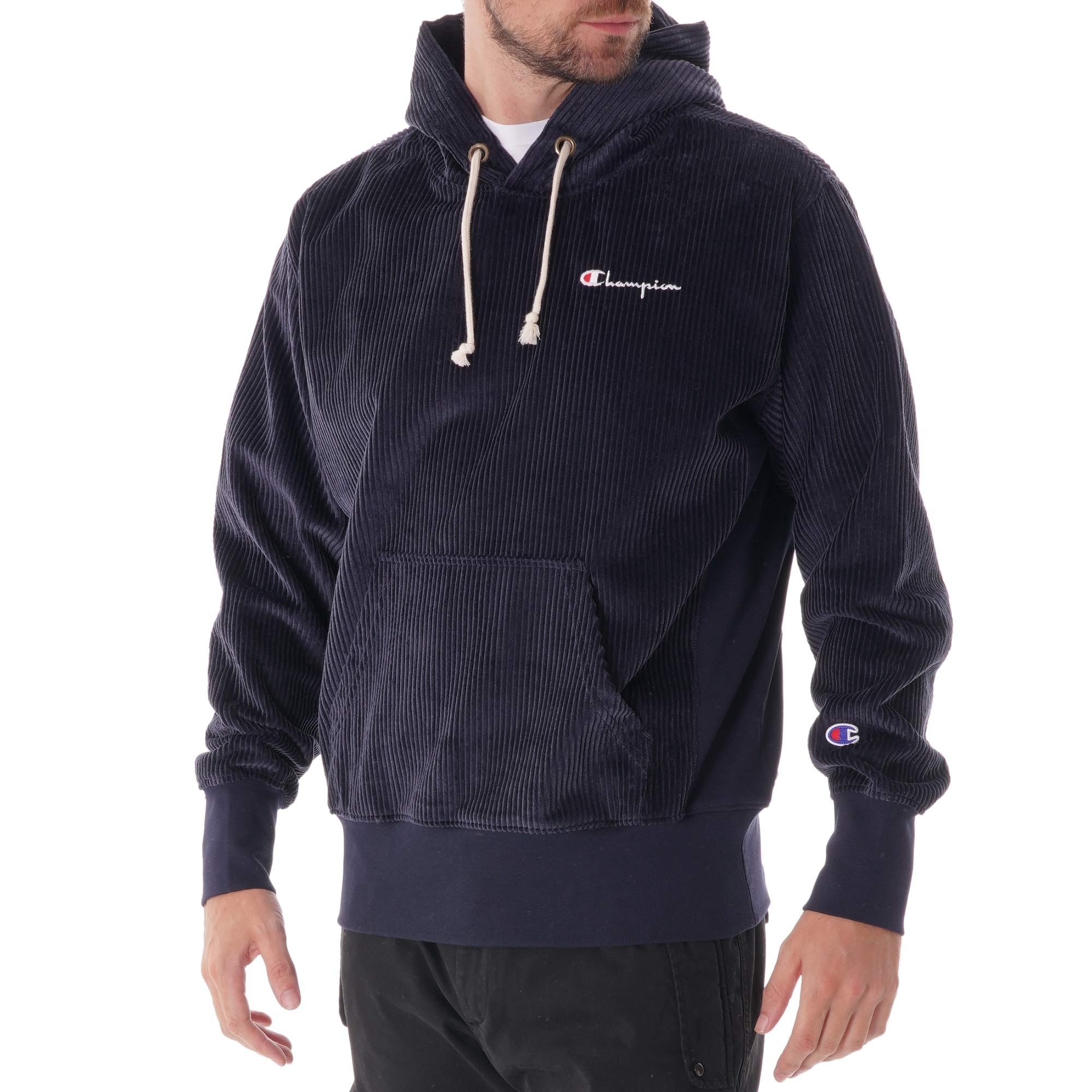 Champion Corduroy Hoodie Sweatshirt - Navy