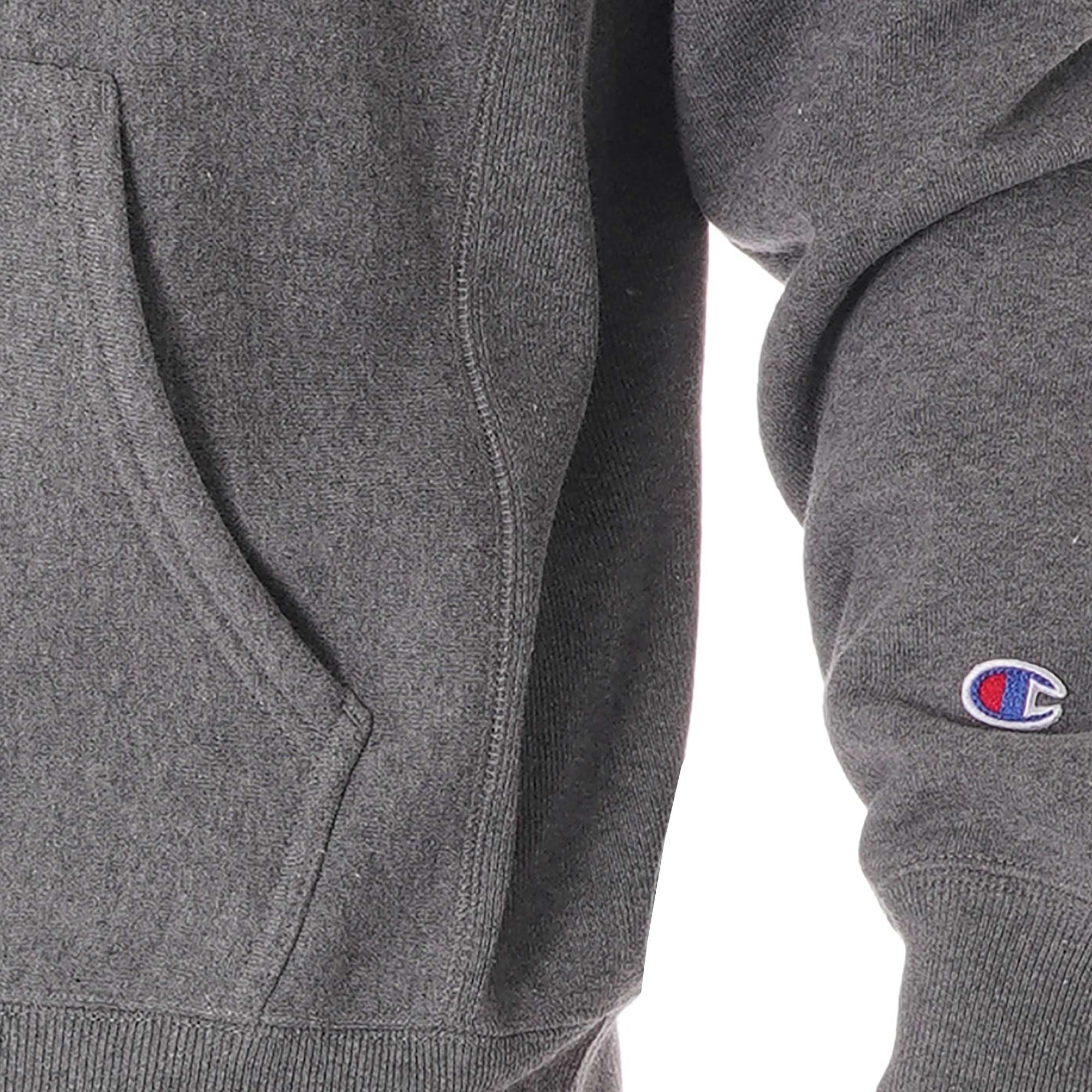 Champion Small Script Logo Reverse Weave Hoodie - Grey