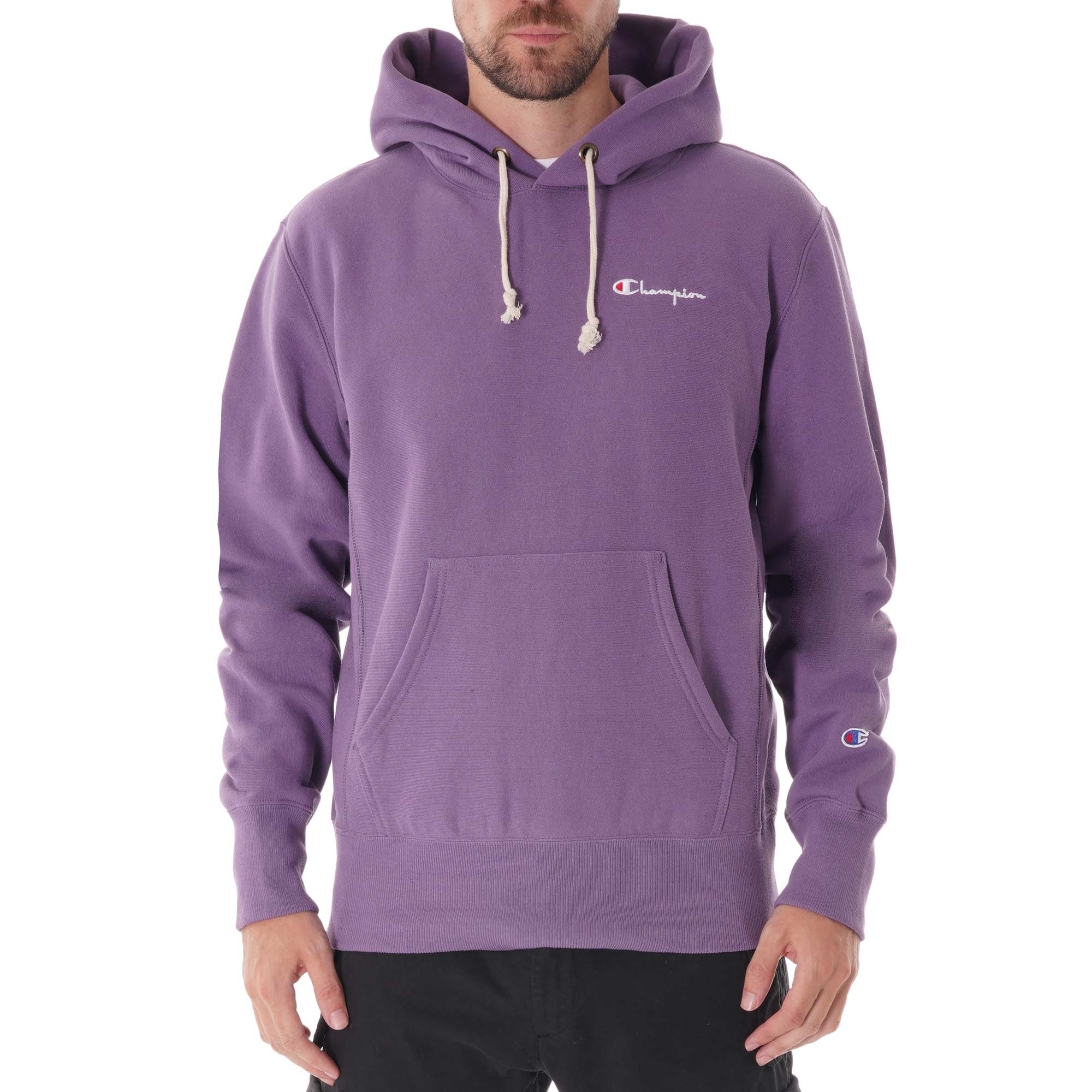 Small Script Logo Reverse Weave Hoodie - Lilac