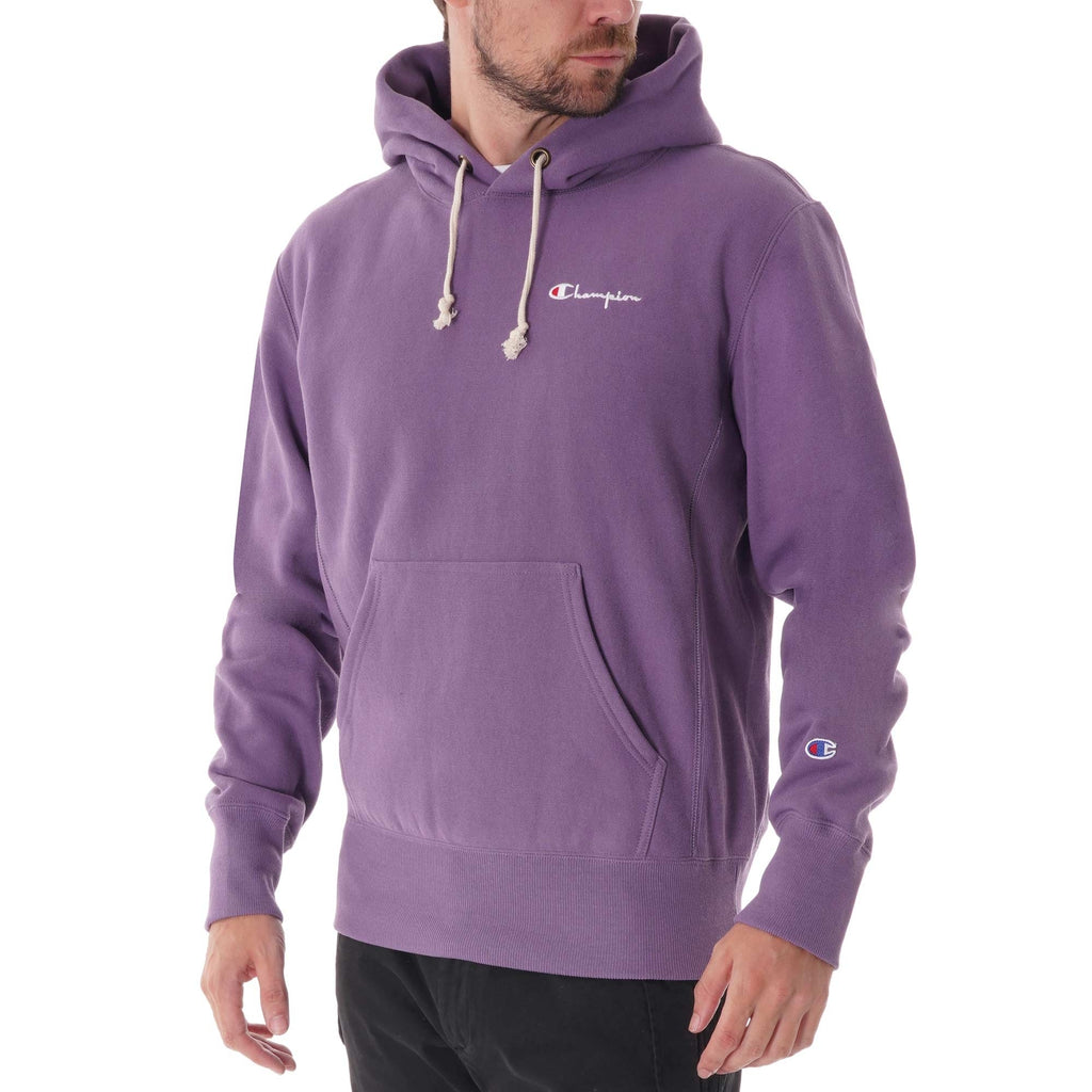 Small Script Logo Reverse Weave Hoodie - Lilac
