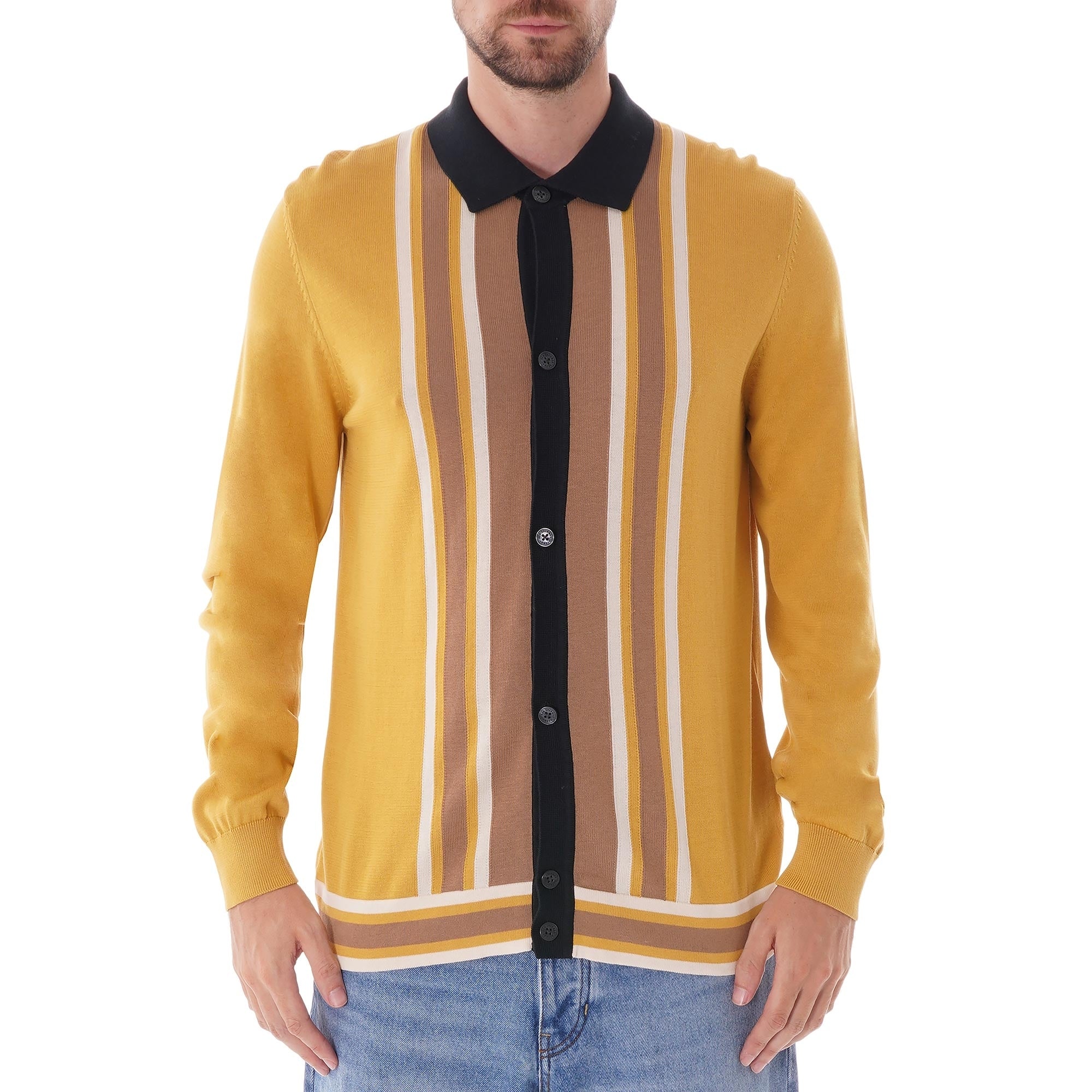 Ben Sherman Long Sleeve Mod Knit cardigan - Dijon