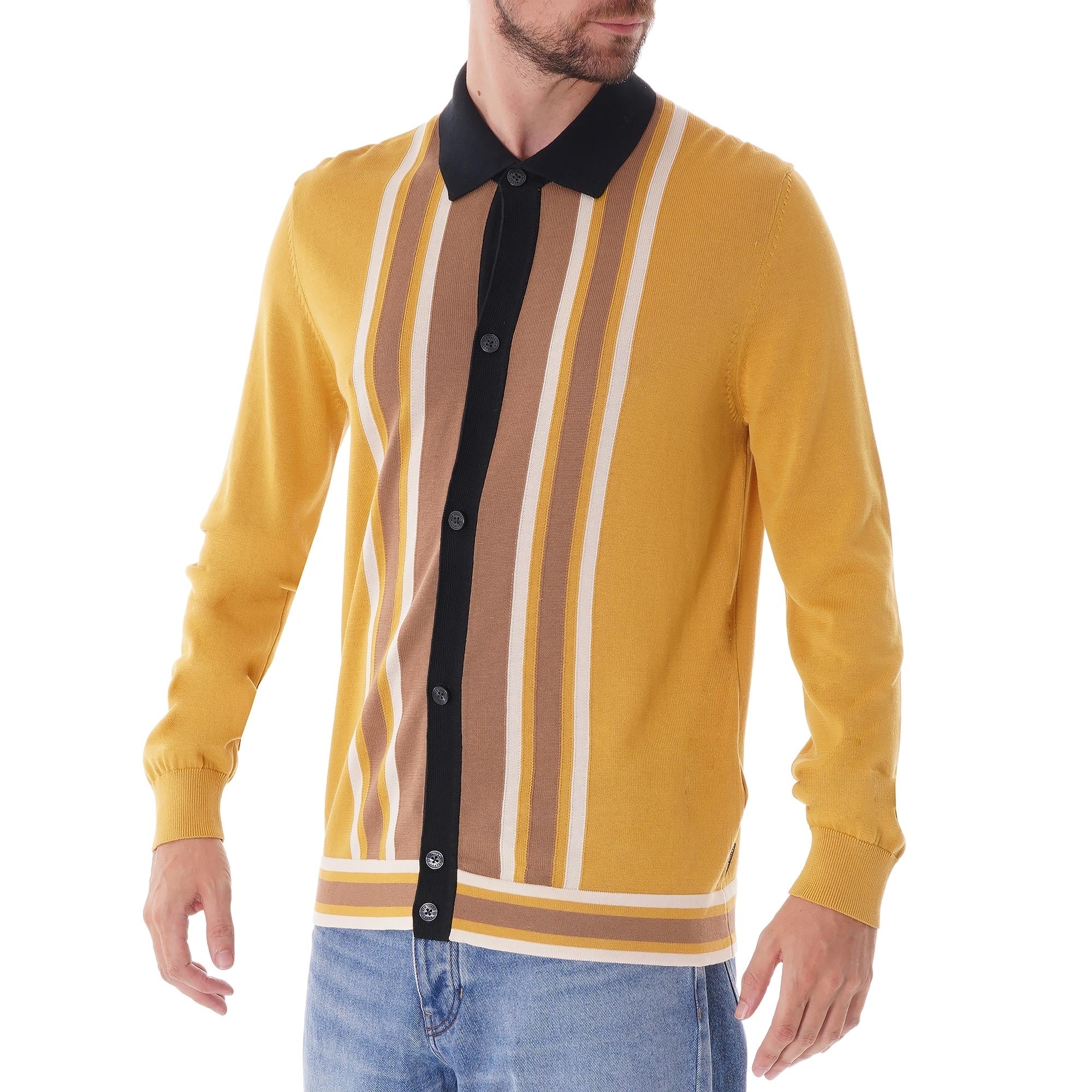 Ben Sherman Long Sleeve Mod Knit cardigan - Dijon