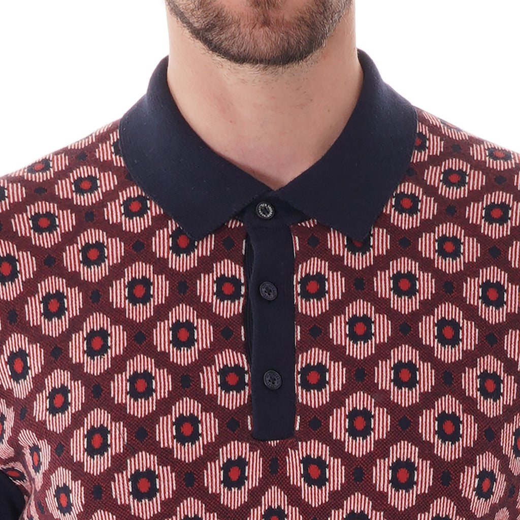 Ben Sherman Pattern knit polo shirt - Dark Navy