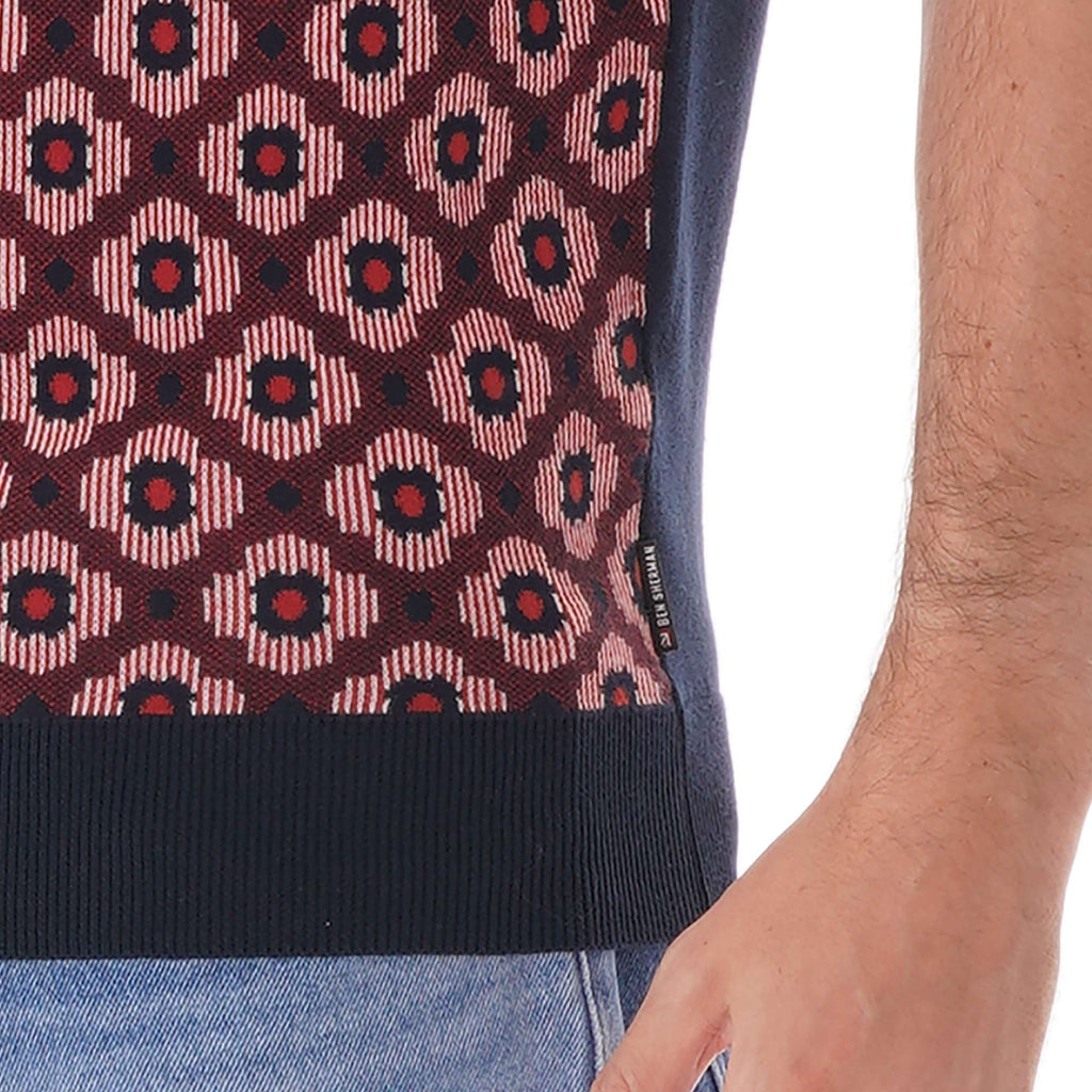 Ben Sherman Pattern knit polo shirt - Dark Navy