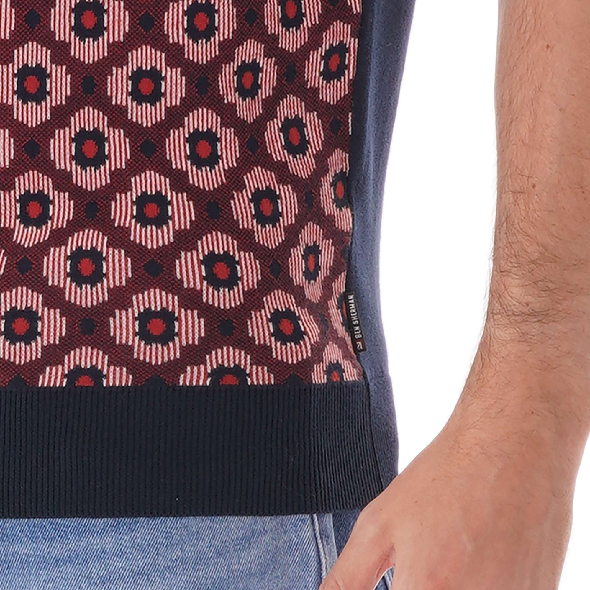 Ben Sherman Pattern knit polo shirt - Dark Navy