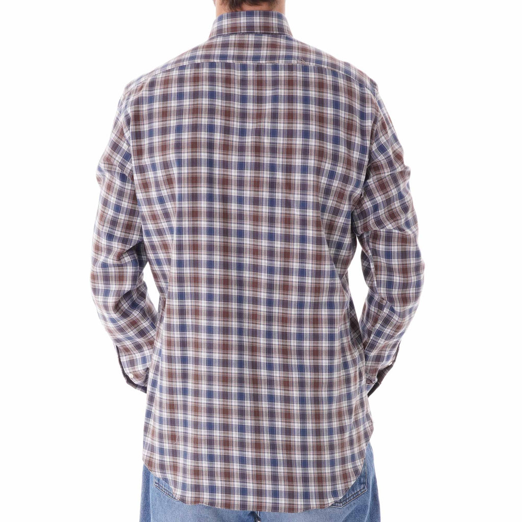 None Of The Above Check Shirt - Navy/Brown