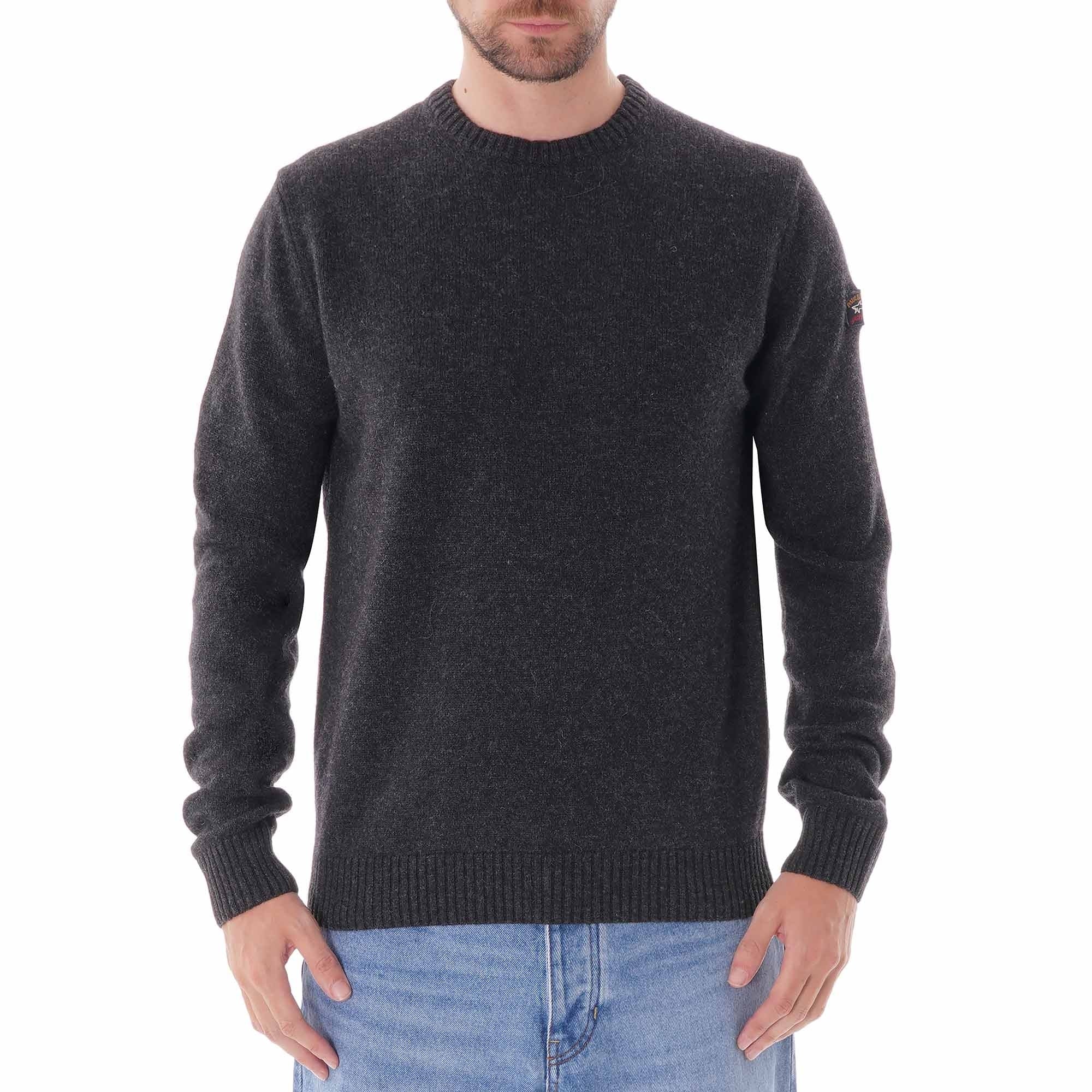 Paul and Shark Colours of Shetland Crewneck Knitted Jumper - Charcoal