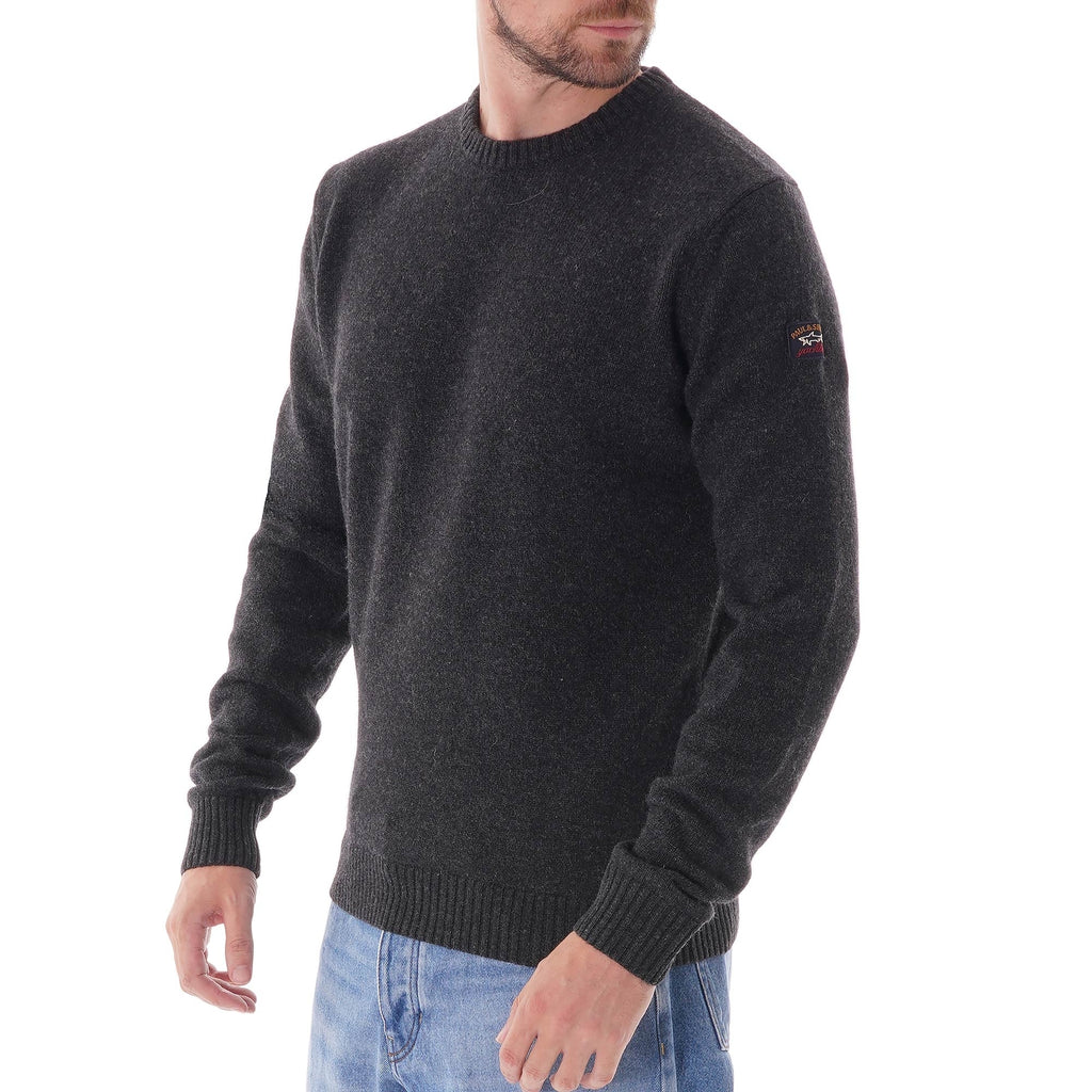 Paul and Shark Colours of Shetland Crewneck Knitted Jumper - Charcoal