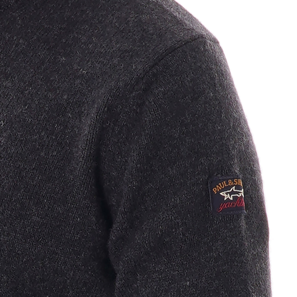 Paul and Shark Colours of Shetland Crewneck Knitted Jumper - Charcoal