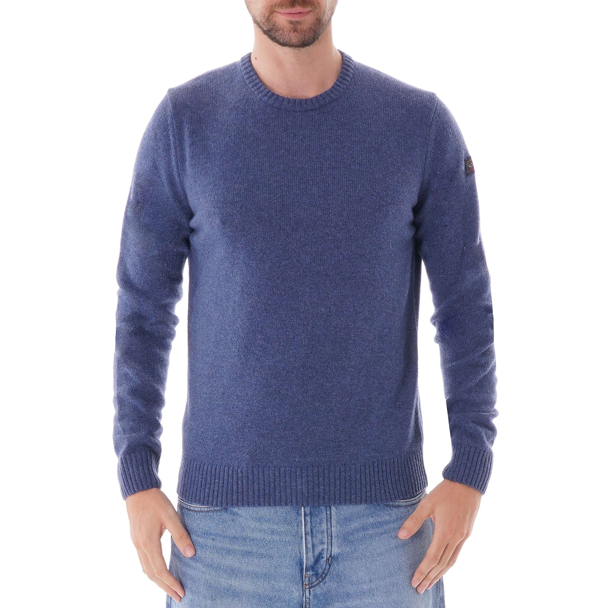 Paul and Shark Colours of Shetland Crewneck Knitted Jumper - Cadet Blue