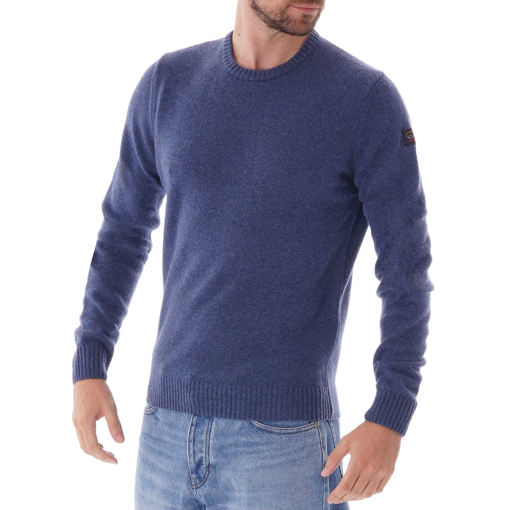 Paul and Shark Colours of Shetland Crewneck Knitted Jumper - Cadet Blue