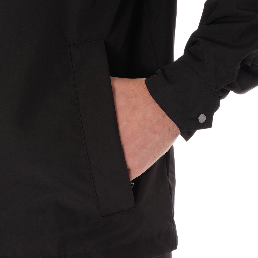 Lacoste Concealed Hood Combinable Lightweight Zip Windbreaker - Black