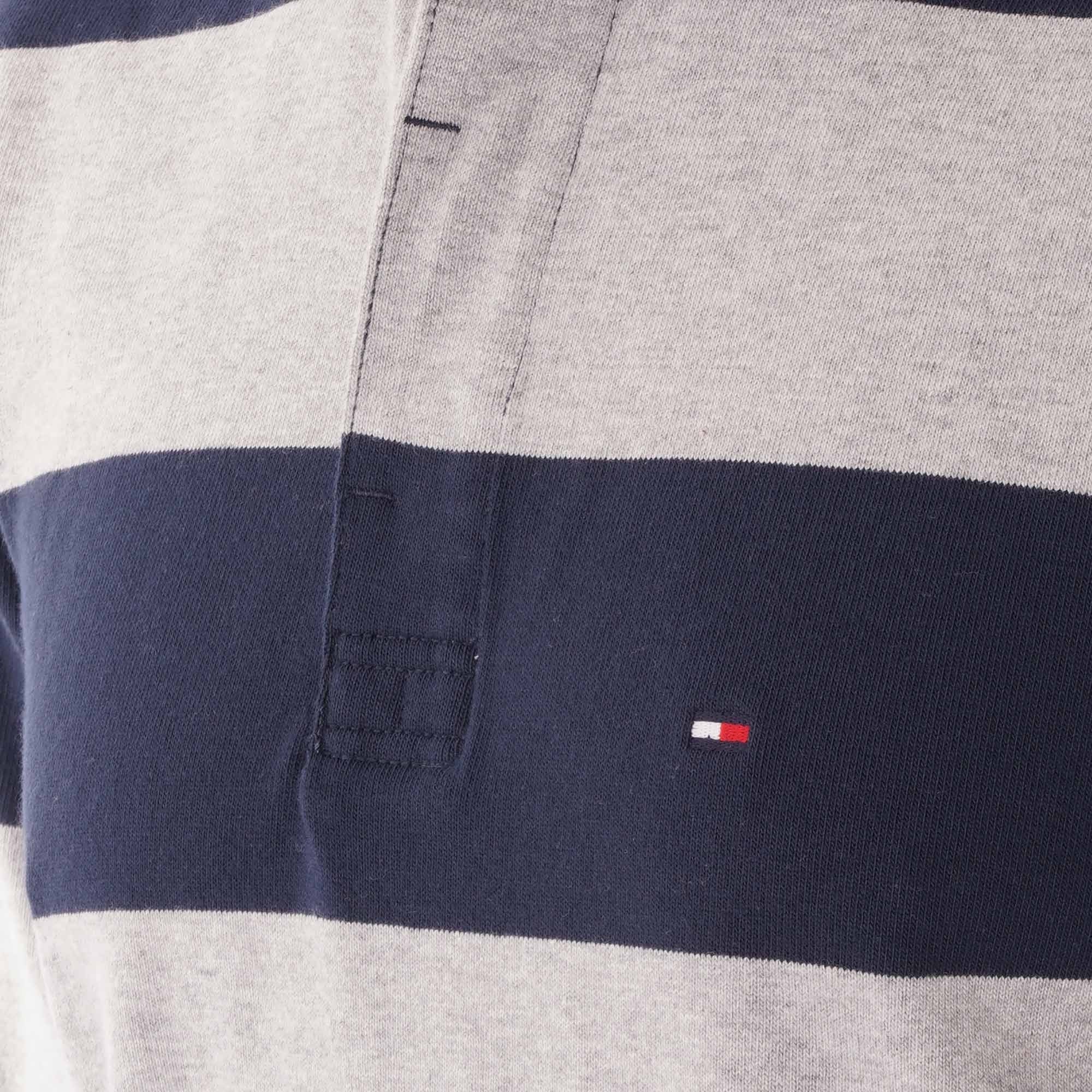 Tommy Hilfiger Icon Tape Rugby Shirt - Cloud Heather and Sky Captain