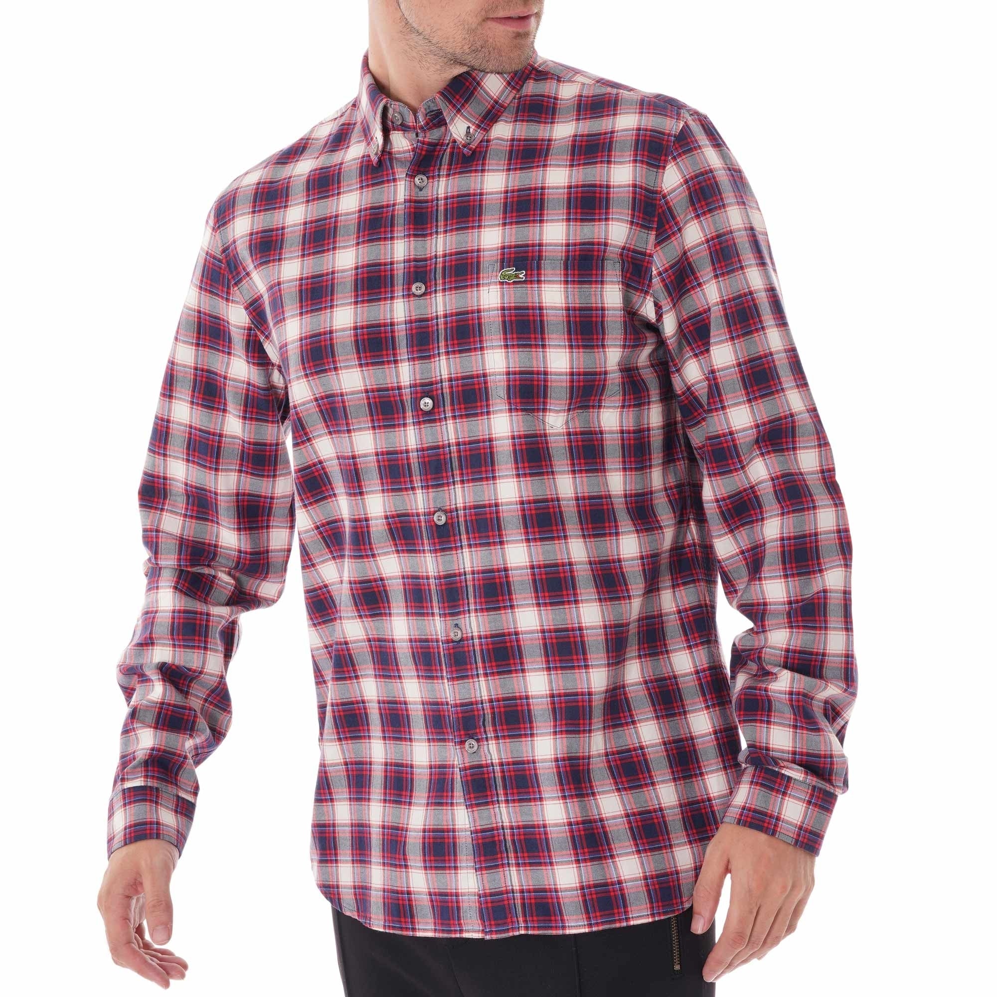 Lacoste Check Shirt - Bordeaux