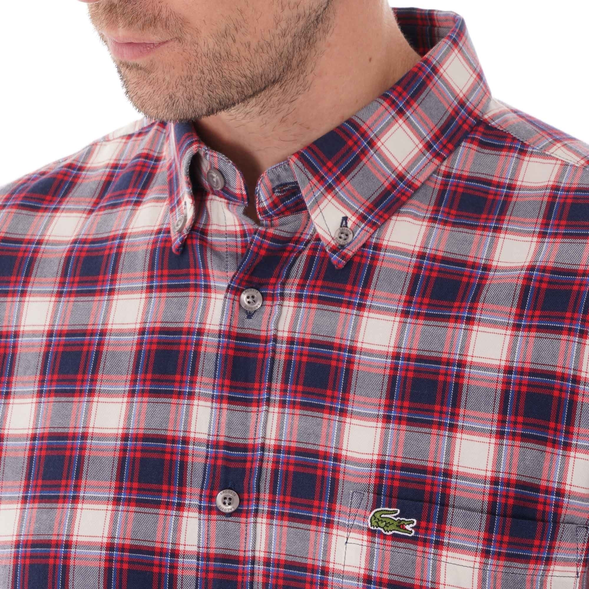 Lacoste Check Shirt - Bordeaux