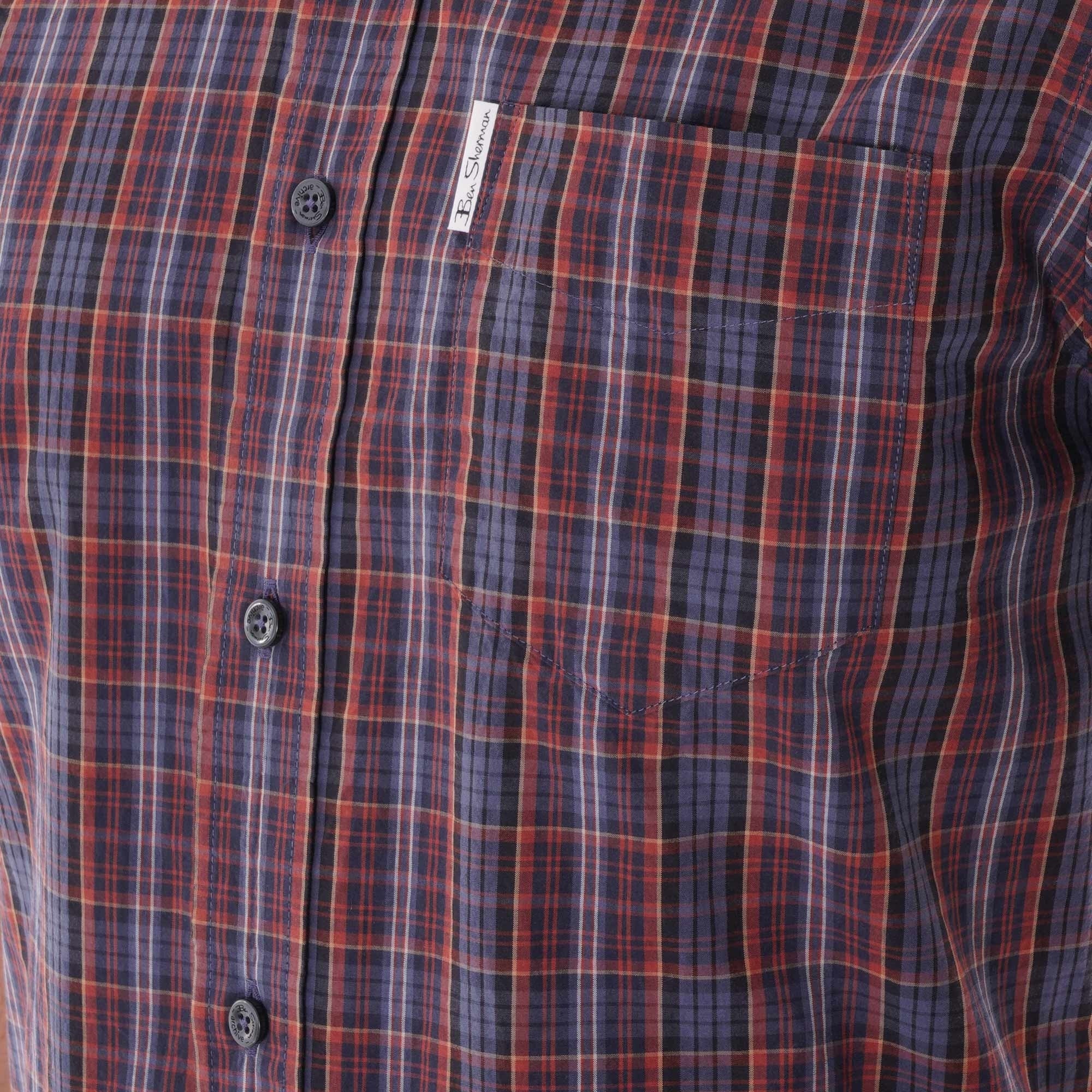 Ben Sherman Archive Check Short Sleeve Shirt - Dark Navy