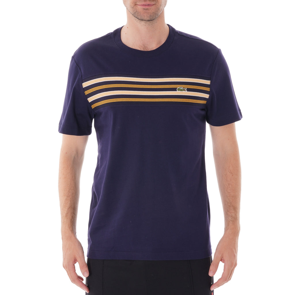 Lacoste Crew Neck Contrast Stripe T-shirt - Blue Marine