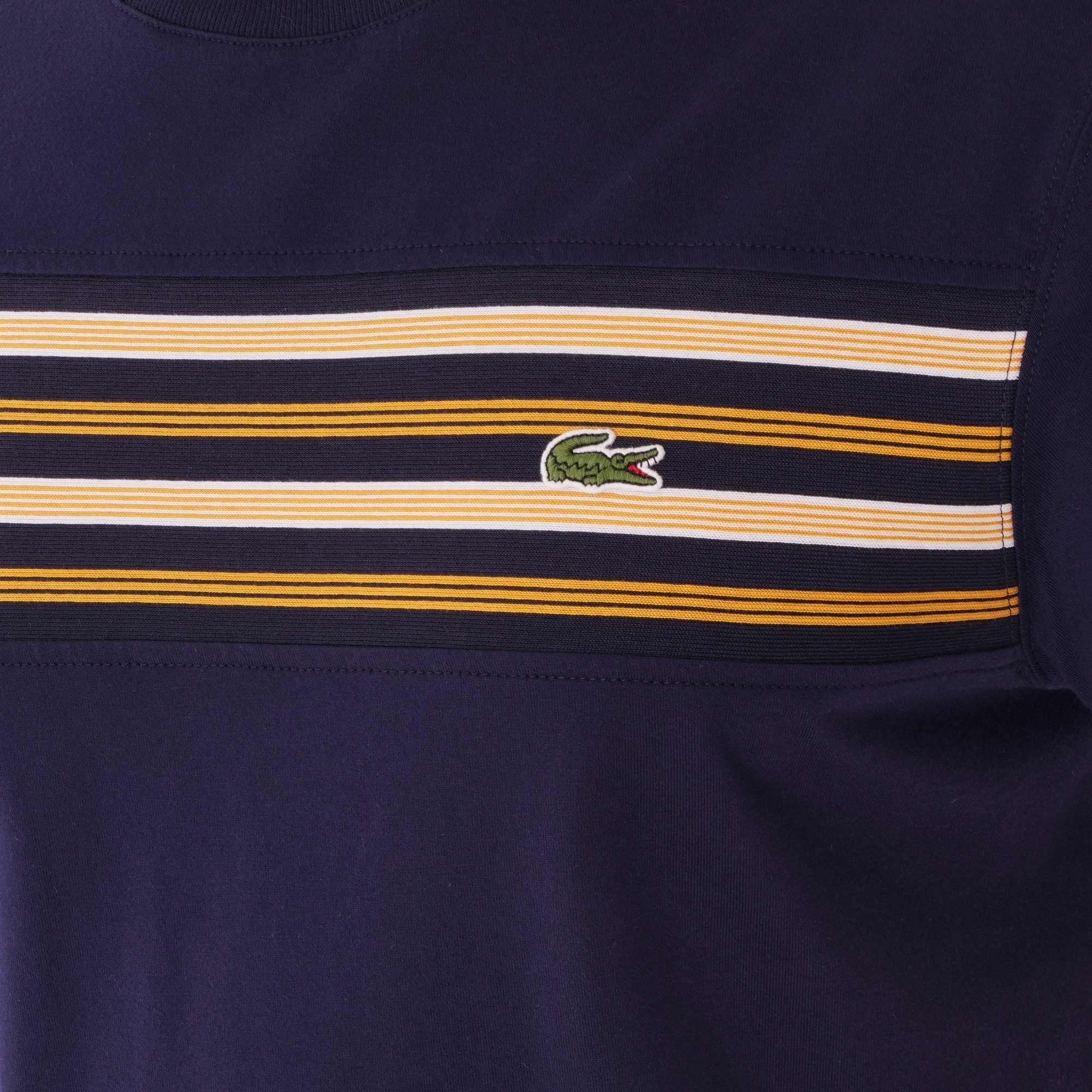 Lacoste Crew Neck Contrast Stripe T-shirt - Blue Marine