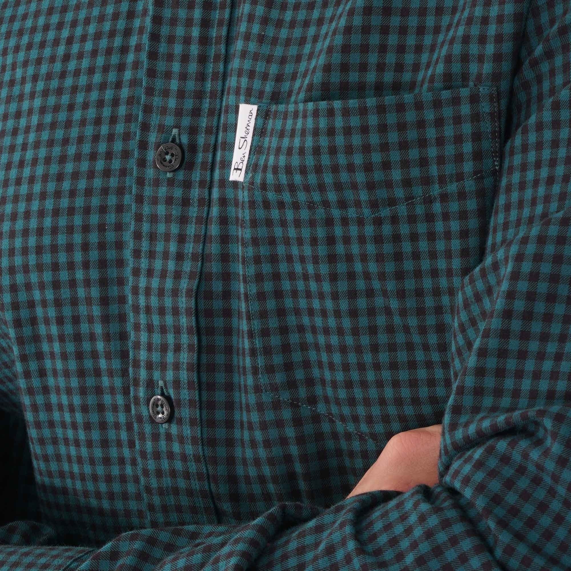 Ben Sherman Gingham Shirt - Trekking Green