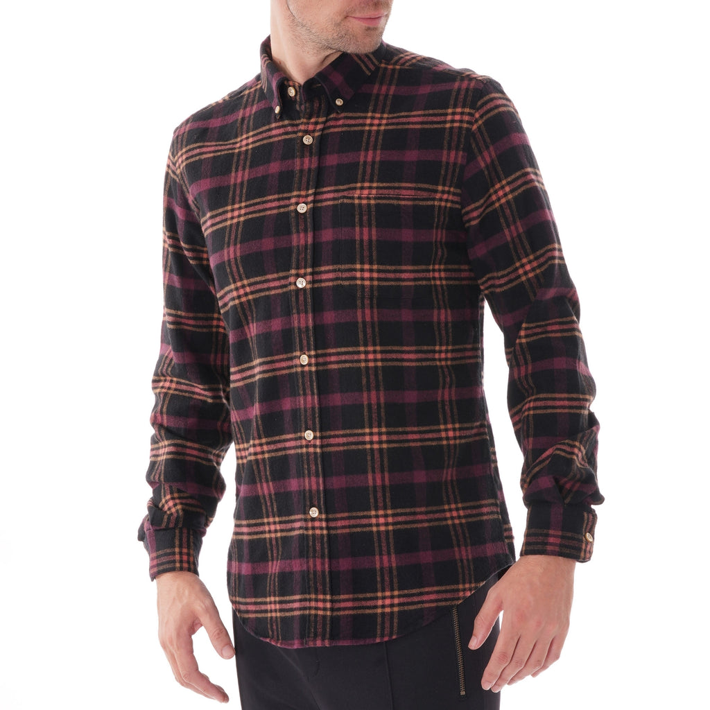 Portuguese Flannel Compact Check Shirt - Black and Purple