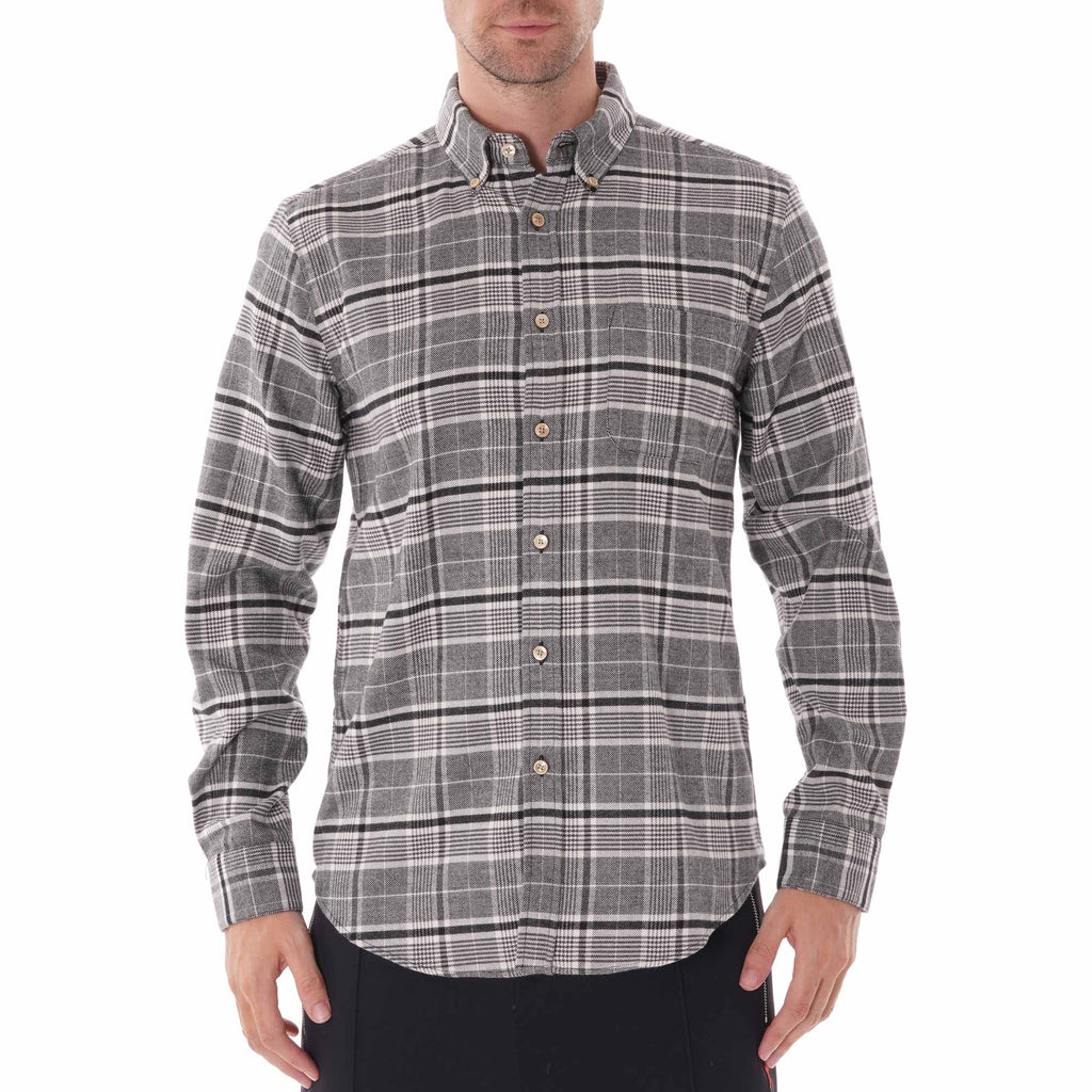 Portuguese Flannel Siberia Long Sleeve Flannel Shirt - Grey