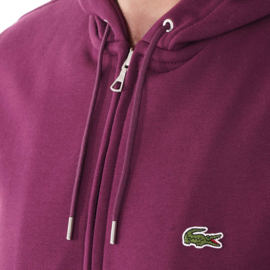 Lacoste Zip-Up Hoodie - Bordeaux