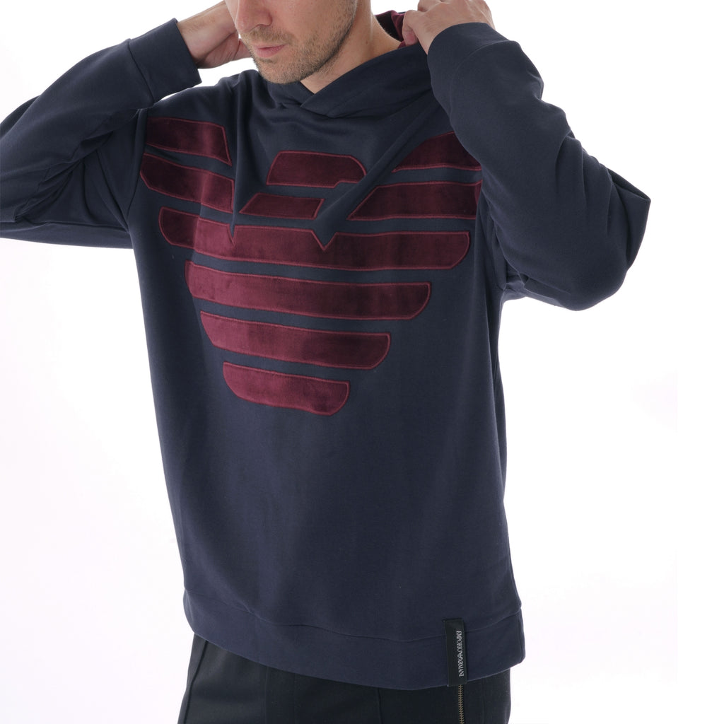 Emporio Armani Oversized Eagle Hoodie Sweat - Blue