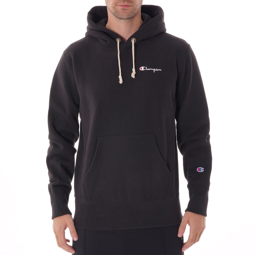 Champion Small Script Logo Reverse Weave Hoodie - Black