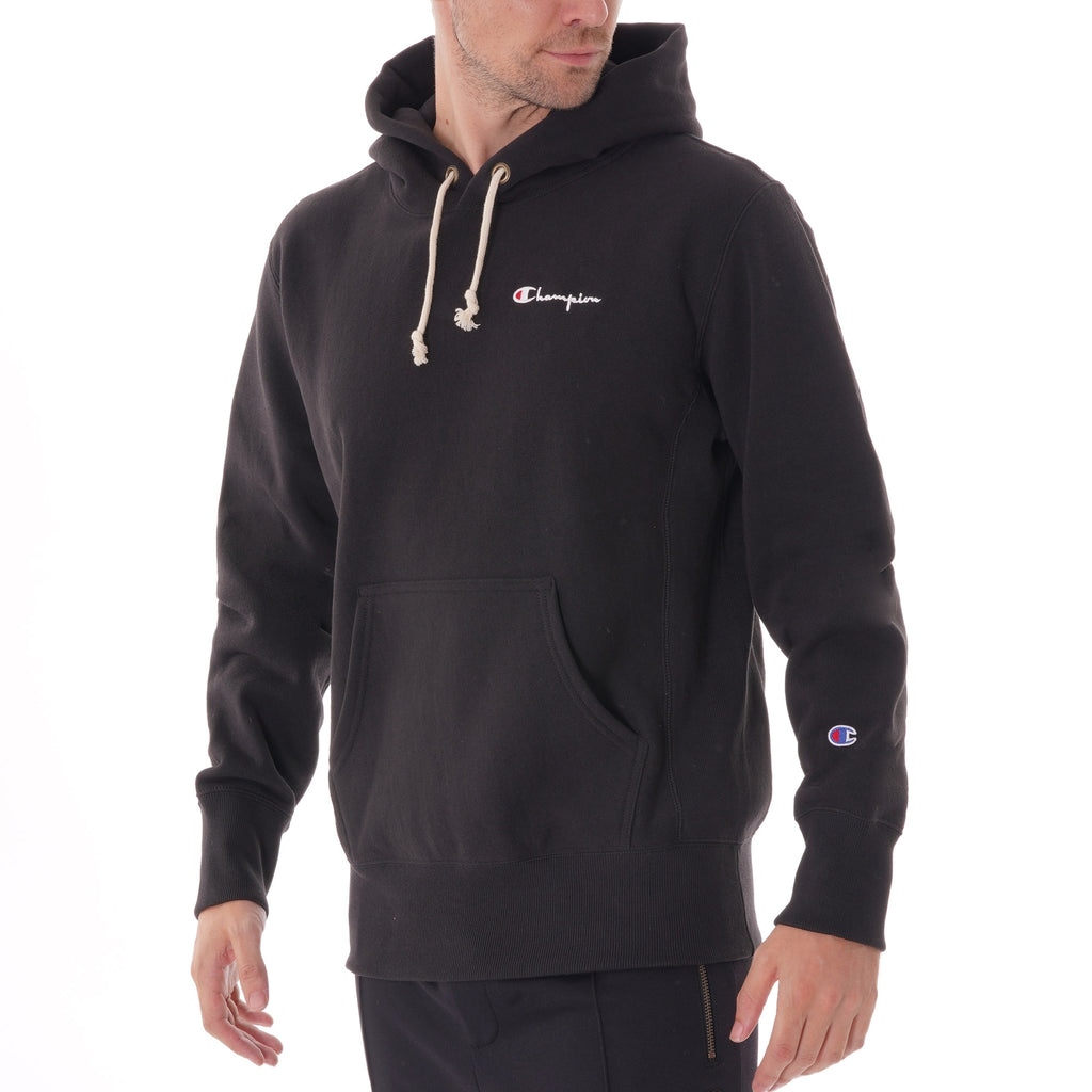 Champion Small Script Logo Reverse Weave Hoodie - Black