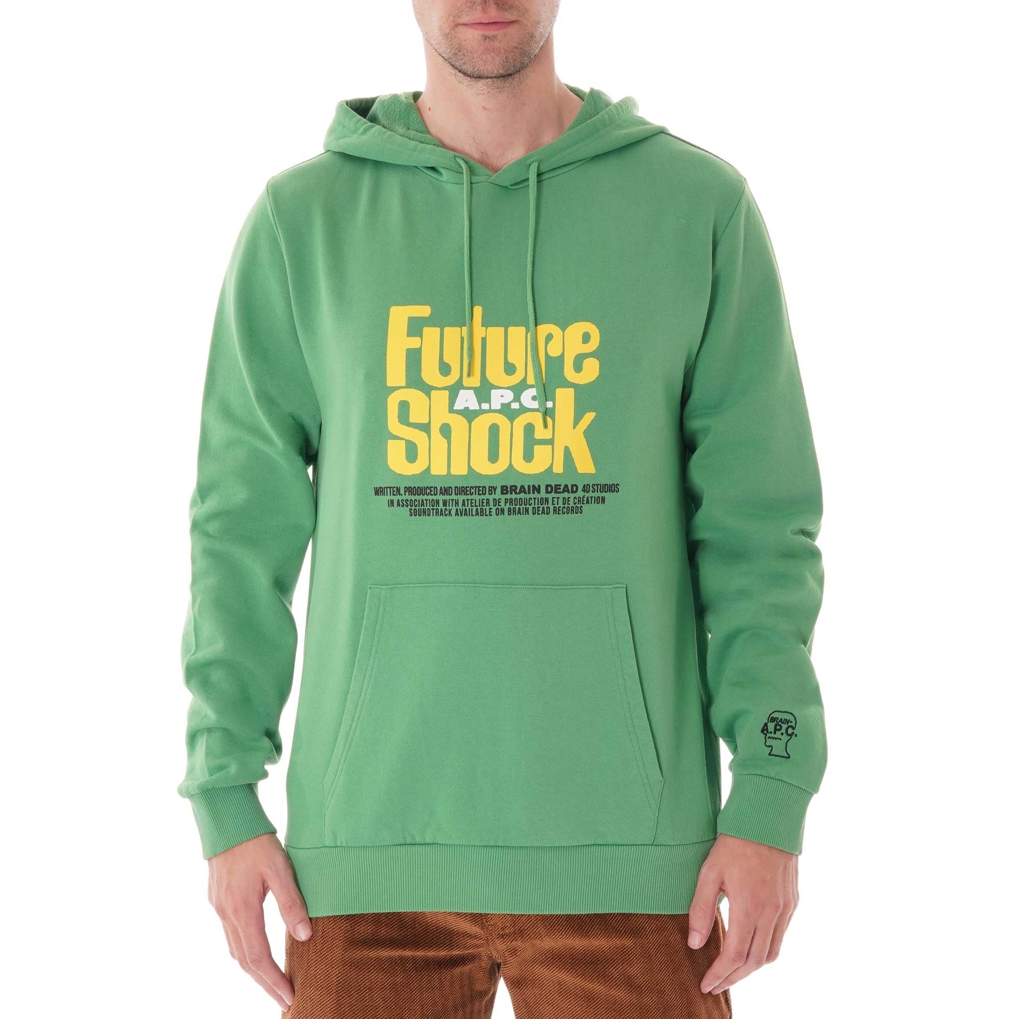 A.P.C. Brain Dead Spacy Long Sleeve Hooded Sweatshirt - Green