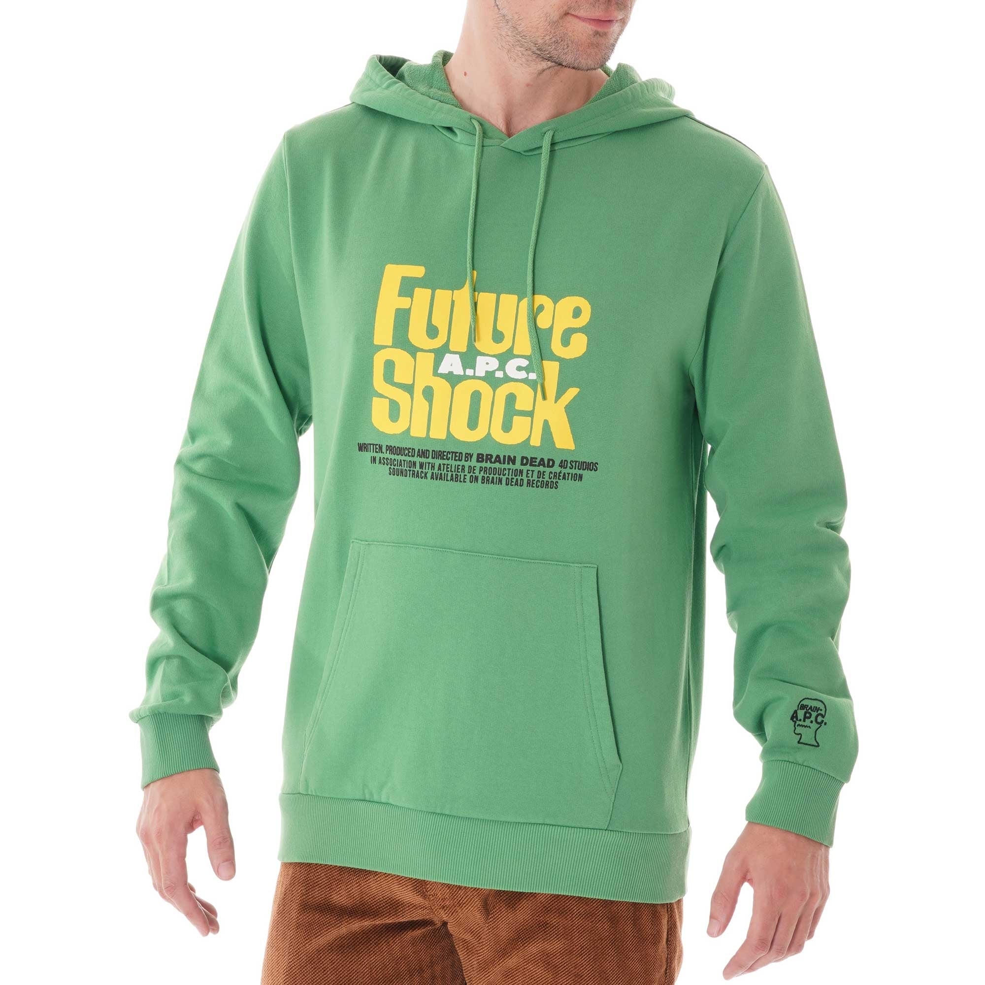 A.P.C. Brain Dead Spacy Long Sleeve Hooded Sweatshirt - Green