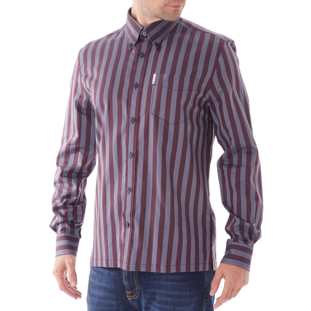 Ben Sherman Oxford LS Arch stripe shirt - Chestnut