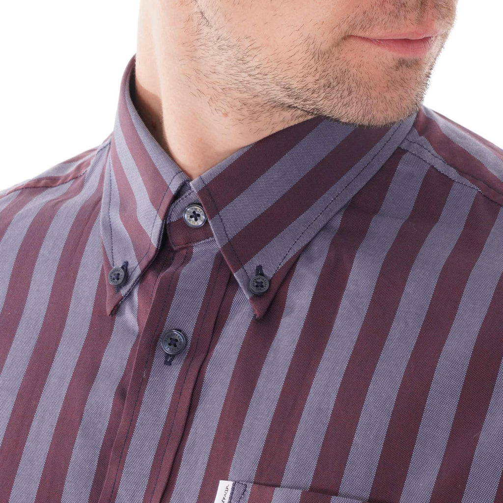 Ben Sherman Oxford LS Arch stripe shirt - Chestnut