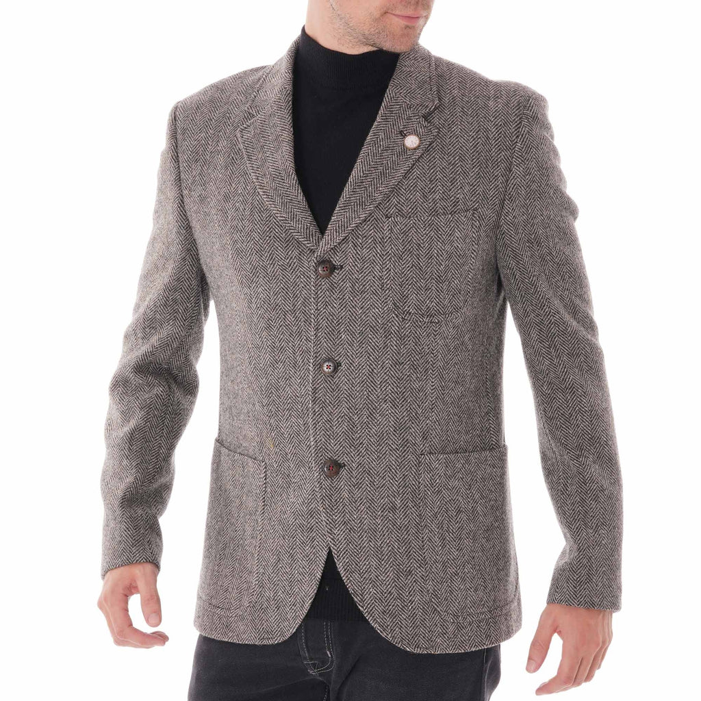Gibson London Herringbone Jacket - Charcoal