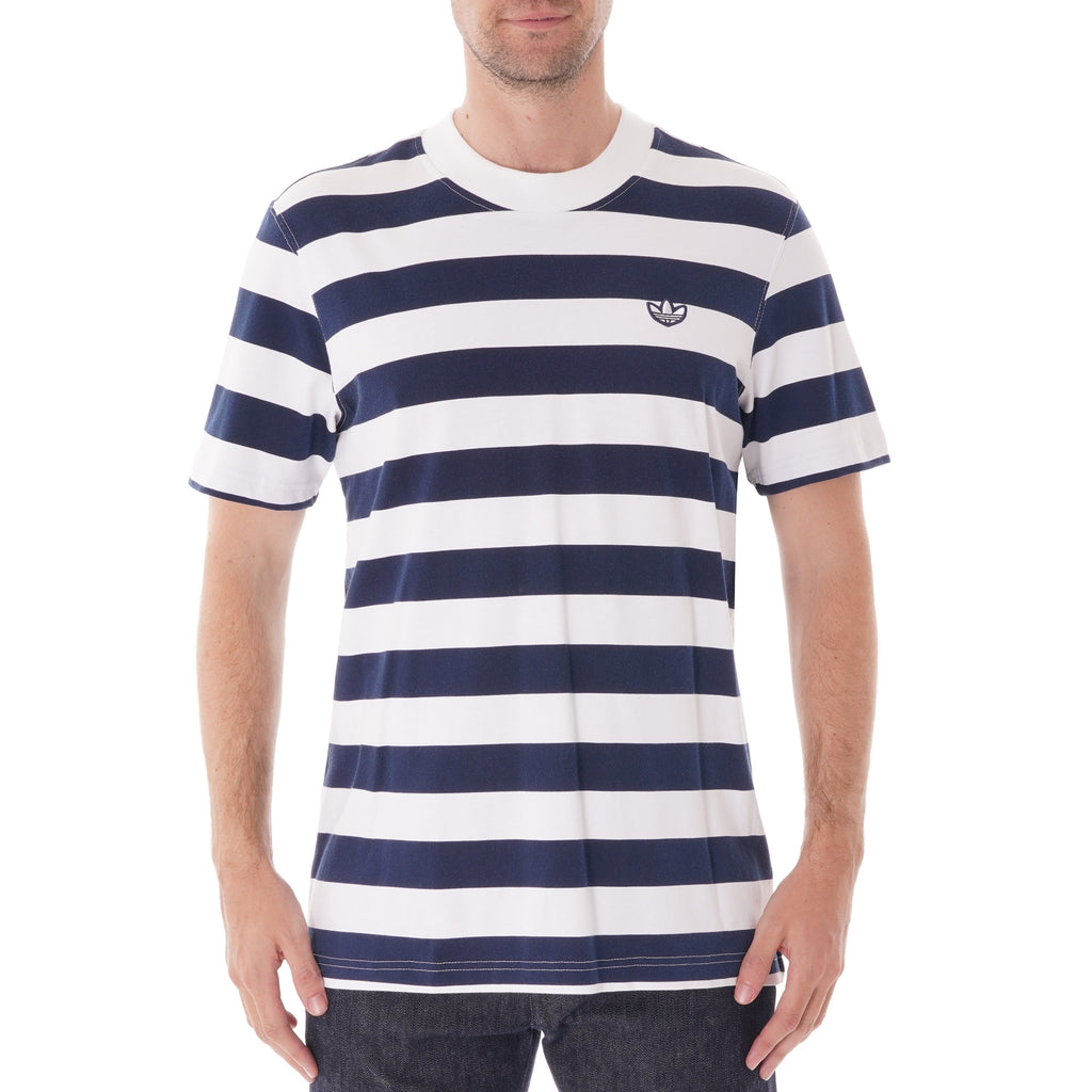 Adidas Originals Stripe Tee - Indigo and White