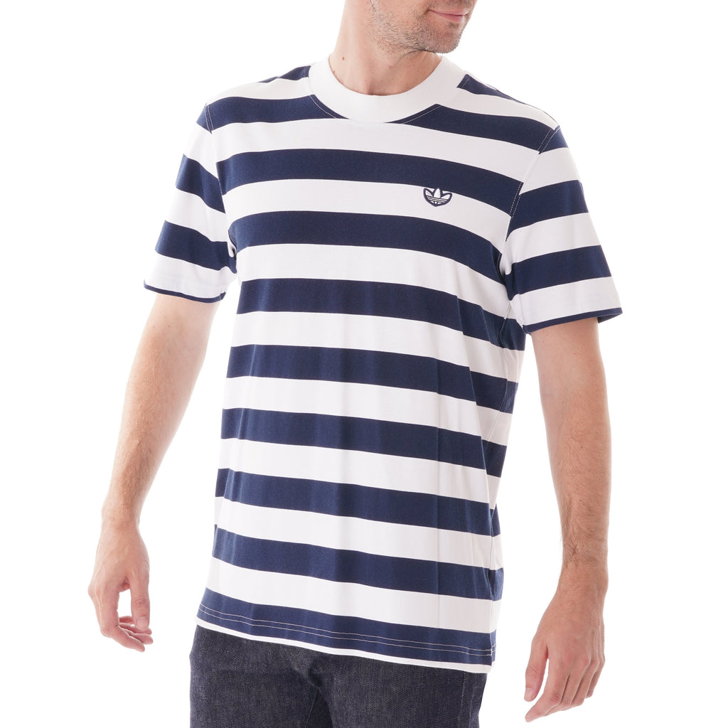 Adidas Originals Stripe Tee - Indigo and White