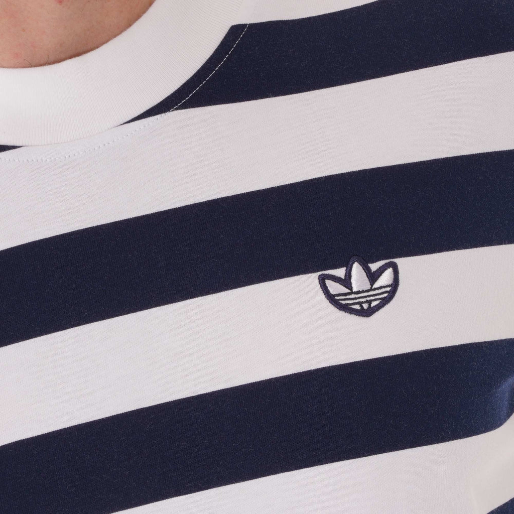 Adidas Originals Stripe Tee - Indigo and White