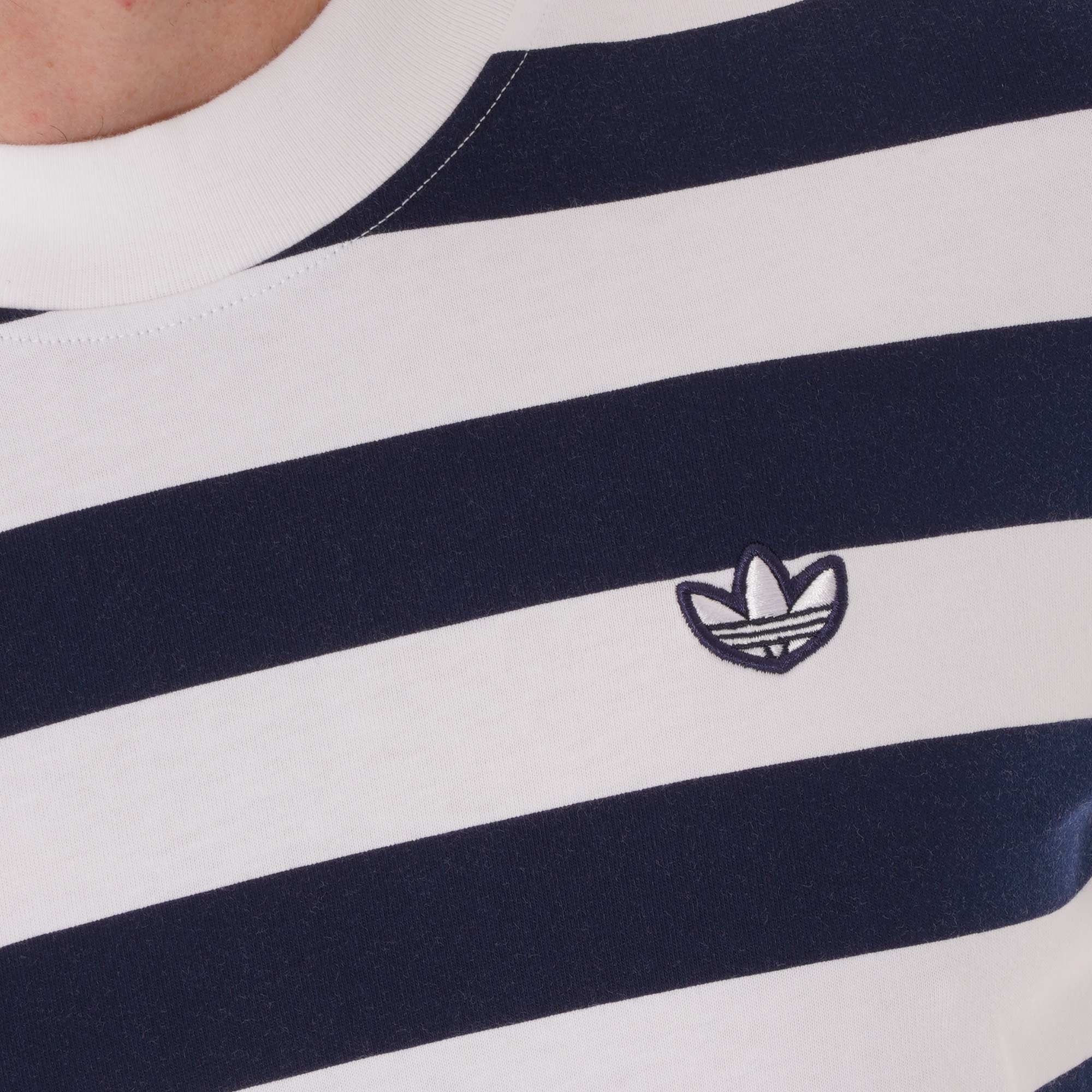 Adidas Originals Stripe Tee - Indigo and White